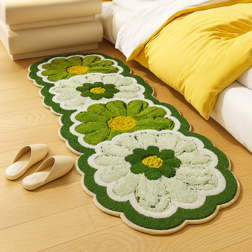 Bedroom Rug Floral Runner Fluffy | Washable