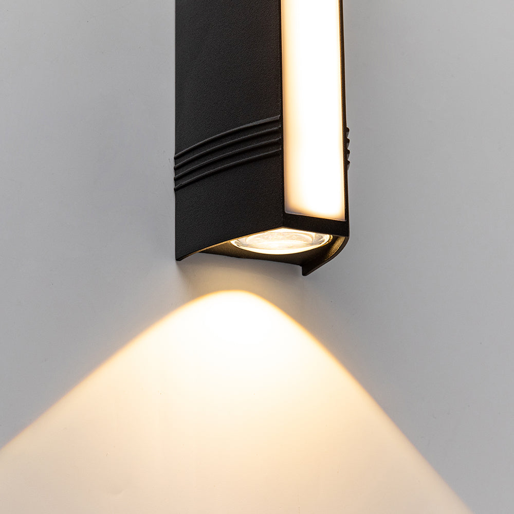 Black Aluminum LED Up & Down Outdoor Wall Light | Modern