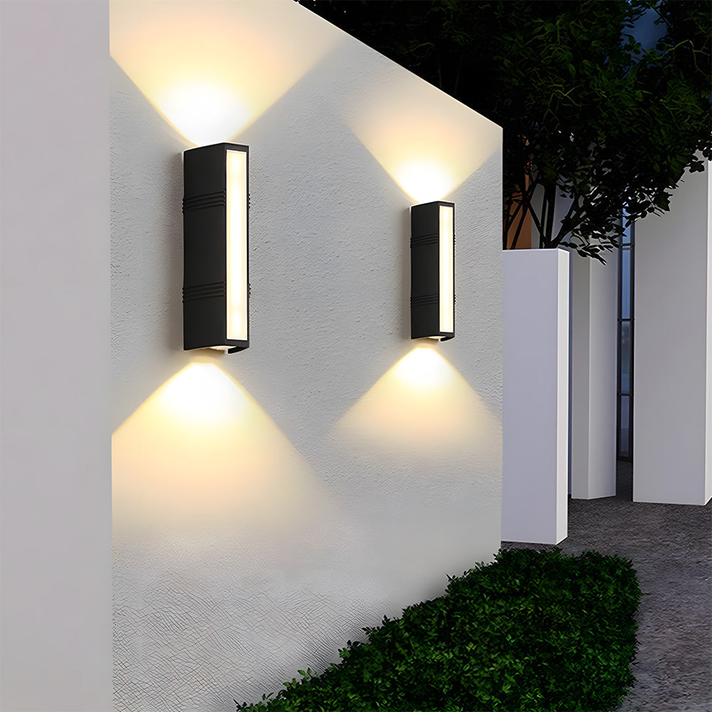 Black Aluminum LED Up & Down Outdoor Wall Light | Modern