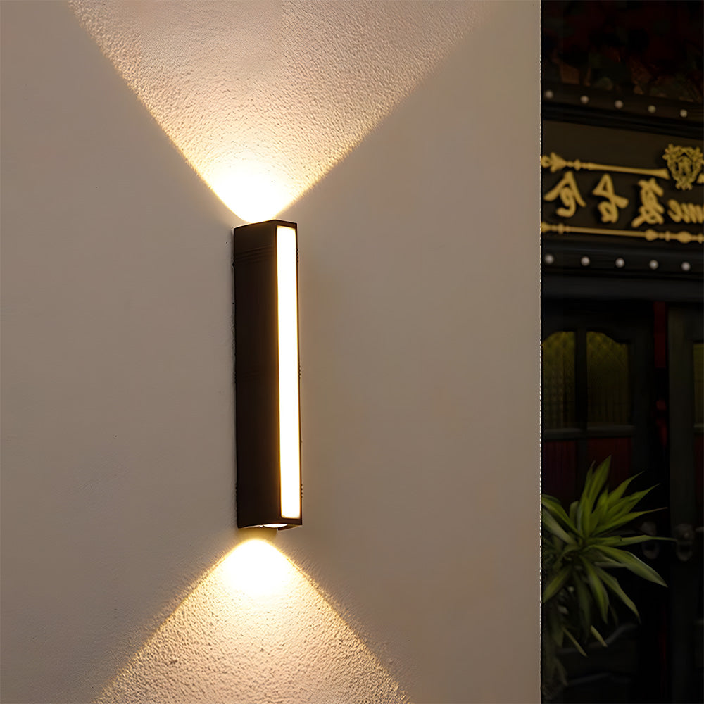 Black Aluminum LED Up & Down Outdoor Wall Light | Modern