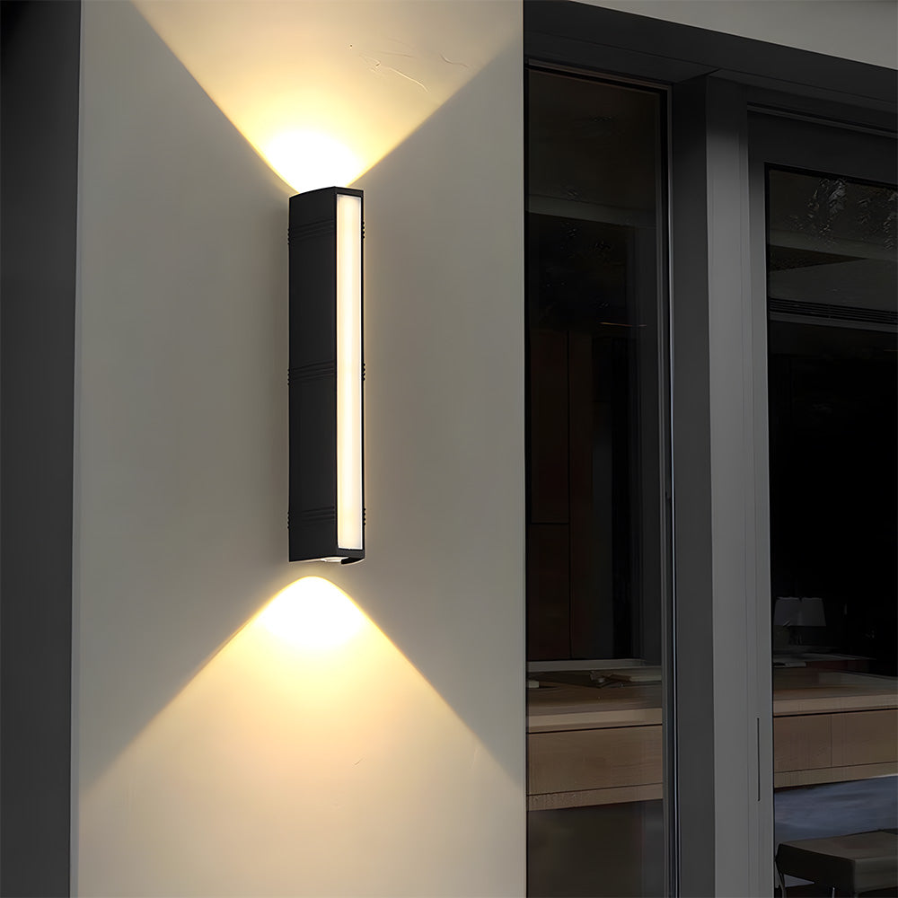 Black Aluminum LED Up & Down Outdoor Wall Light | Modern