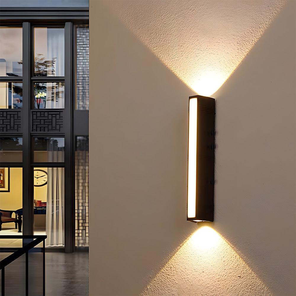 Black Aluminum LED Up & Down Outdoor Wall Light | Modern