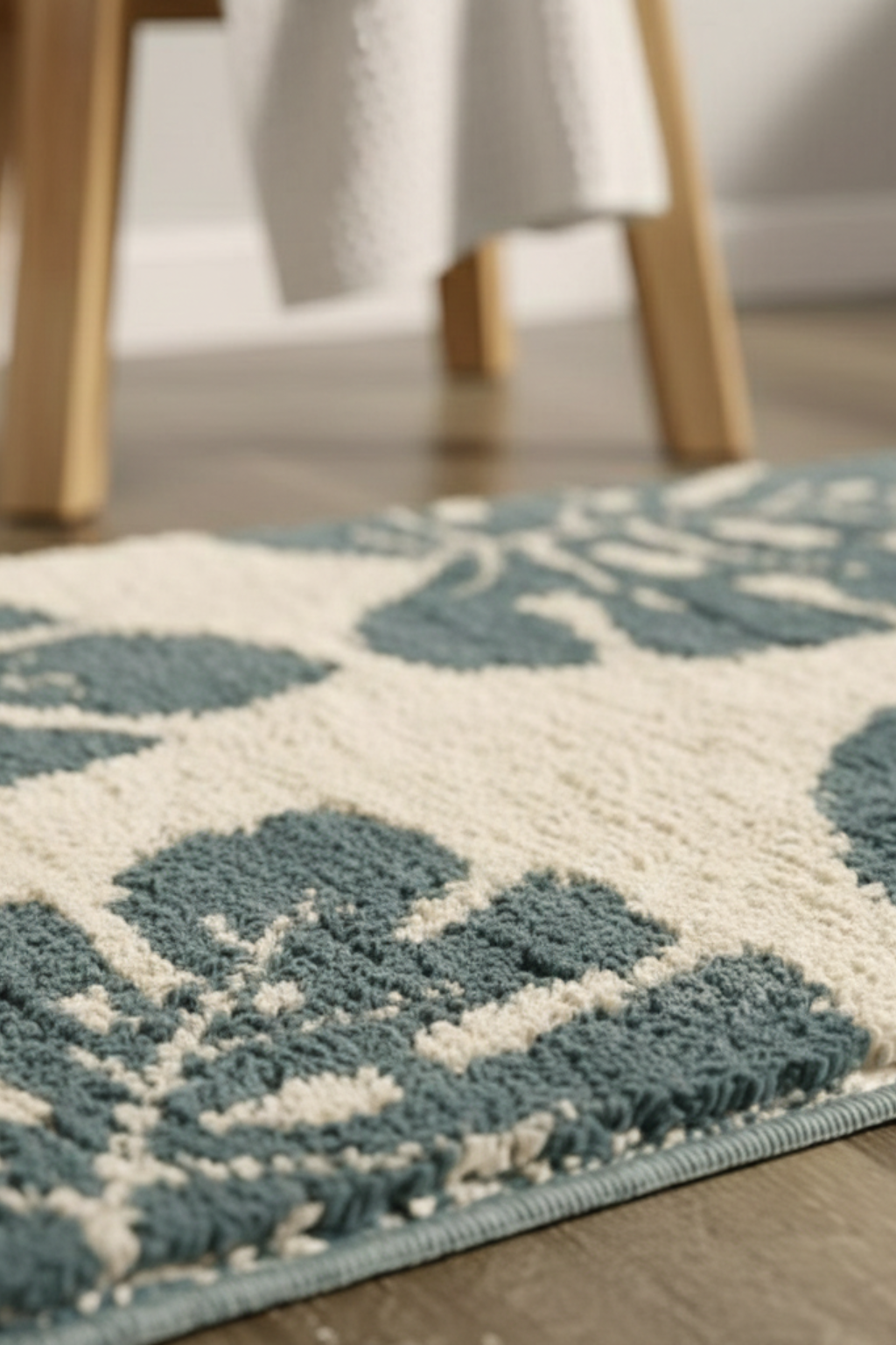 Botanical Washable Rug | Leaf Pattern Living Room Accent