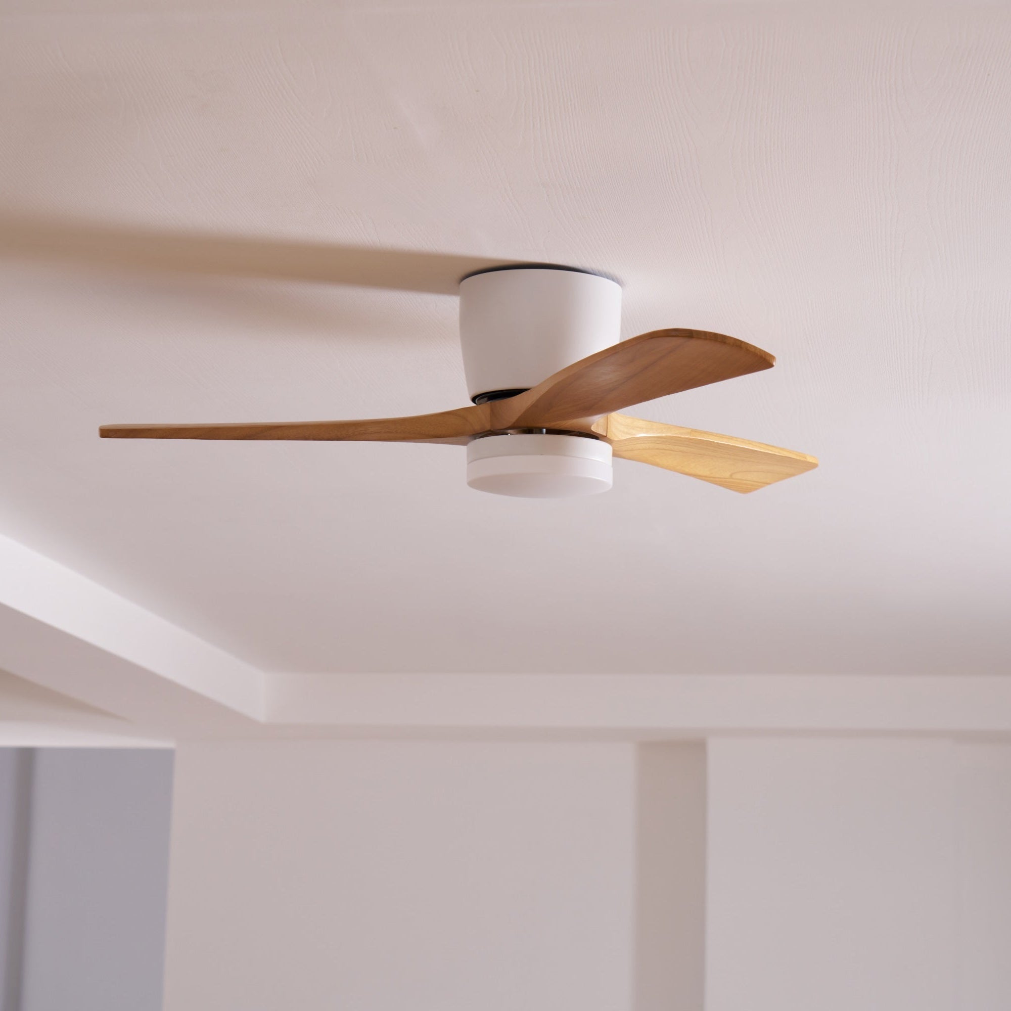 Ceiling Fan with Light 3-Blade Wood Remote | Flush Mount
