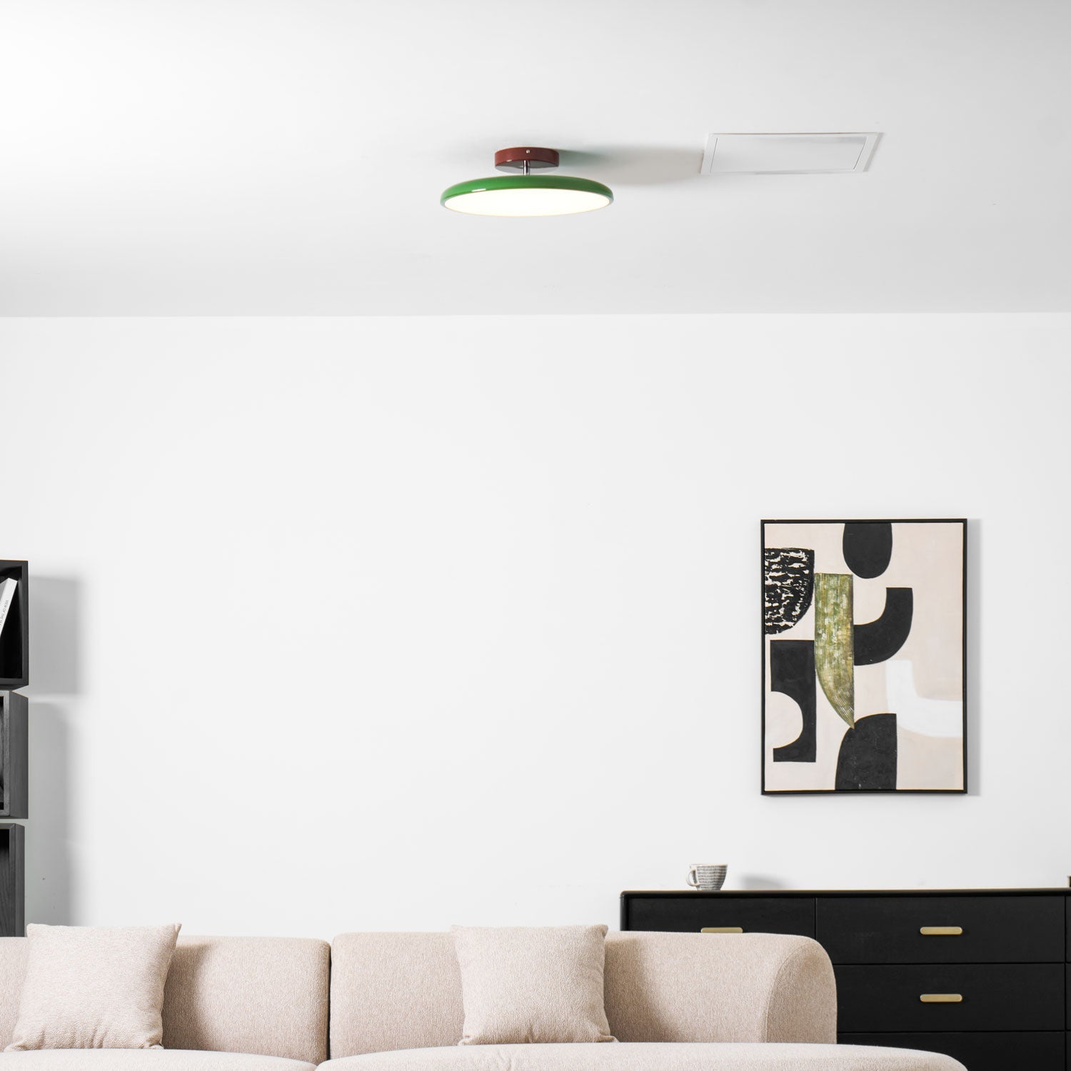 Ceiling Light LED Round Cream Disc Terracotta | Modern