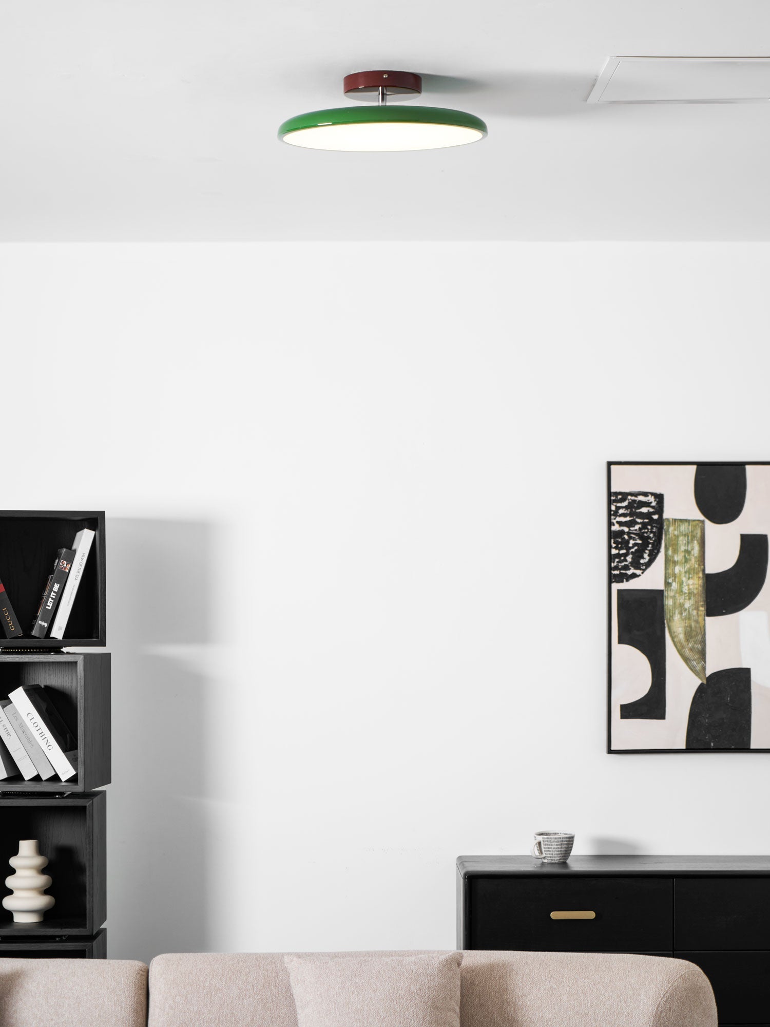 Ceiling Light LED Round Cream Disc Terracotta | Modern