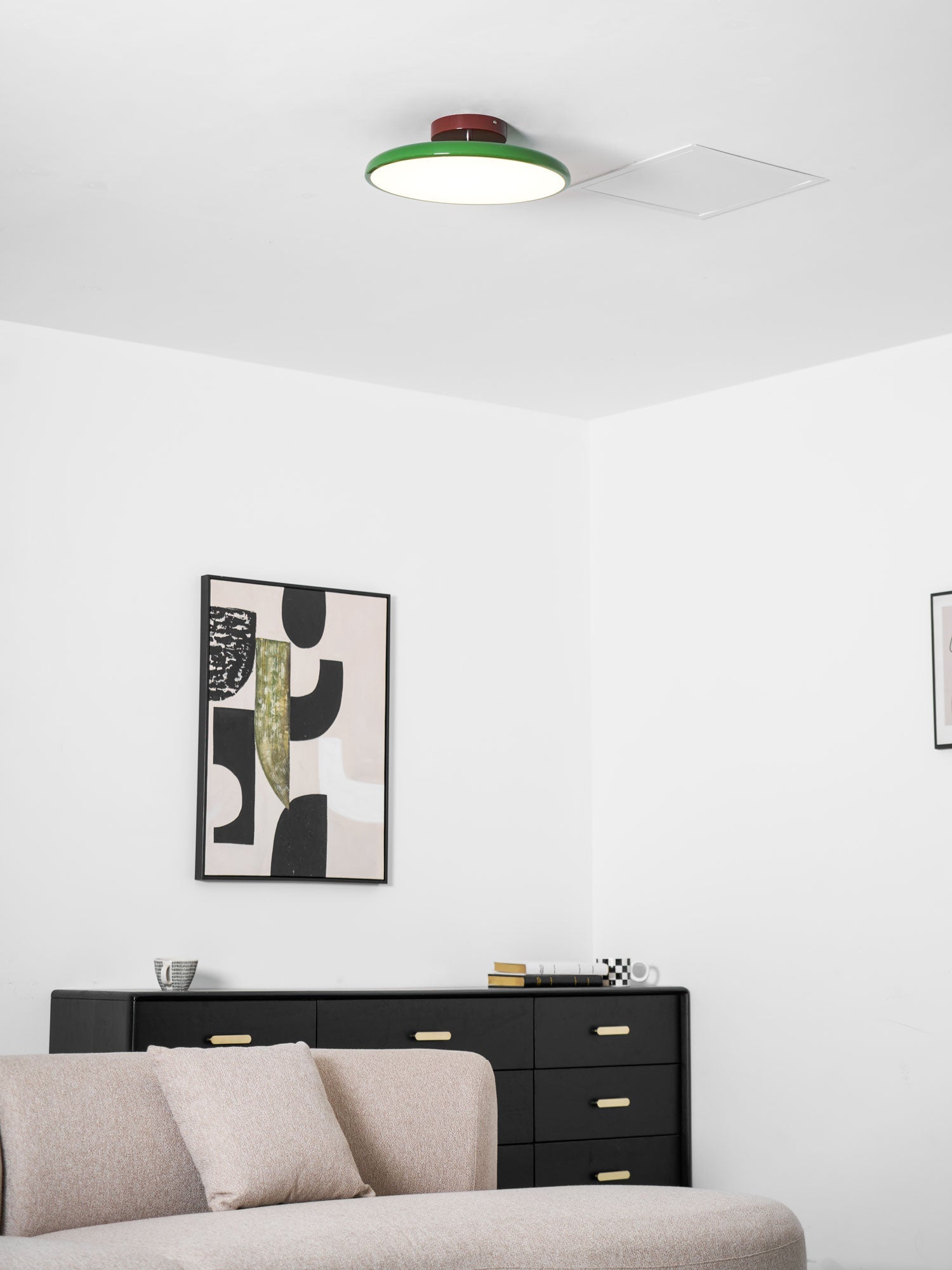 Ceiling Light LED Round Cream Disc Terracotta | Modern