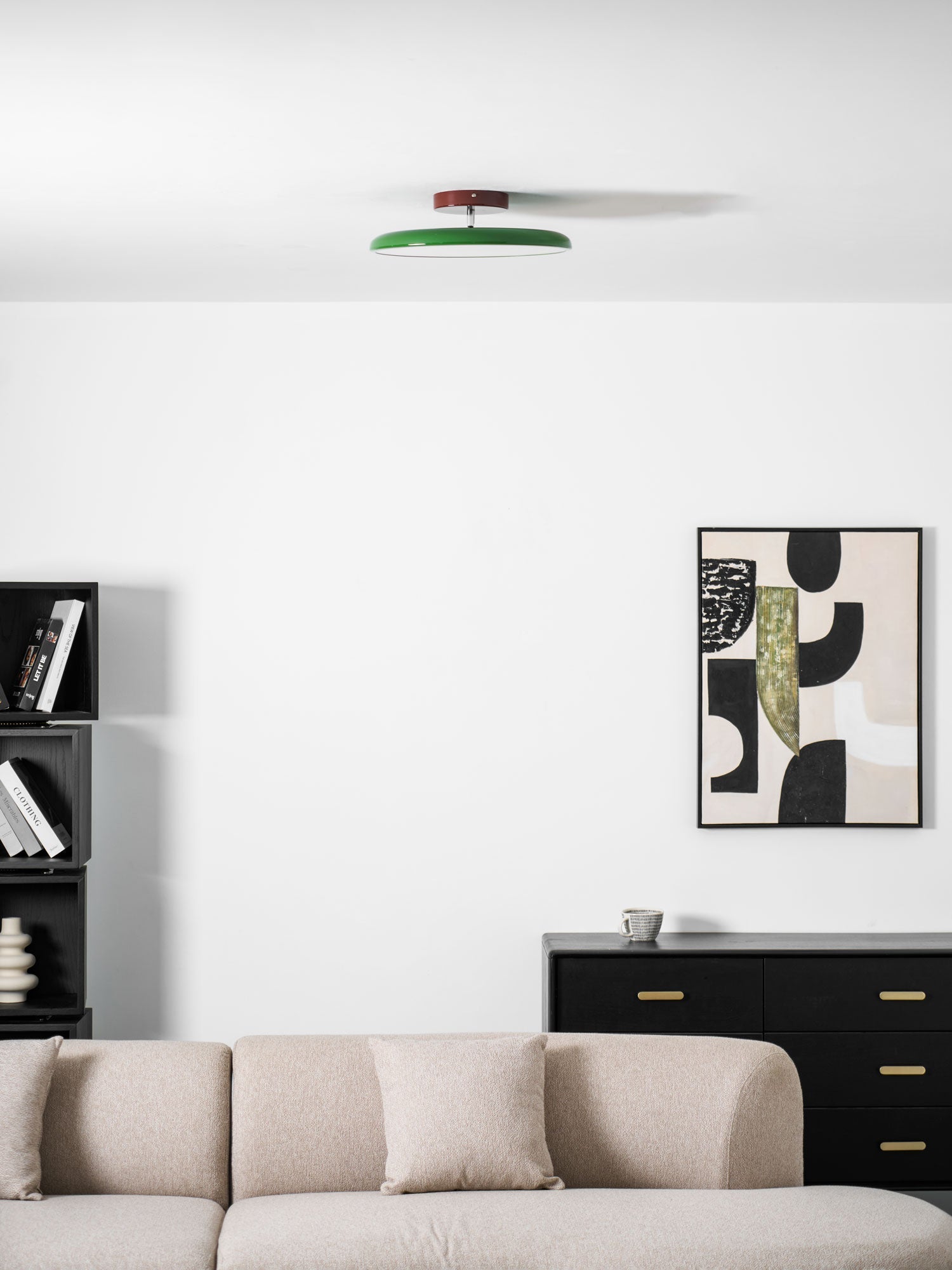 Ceiling Light LED Round Cream Disc Terracotta | Modern