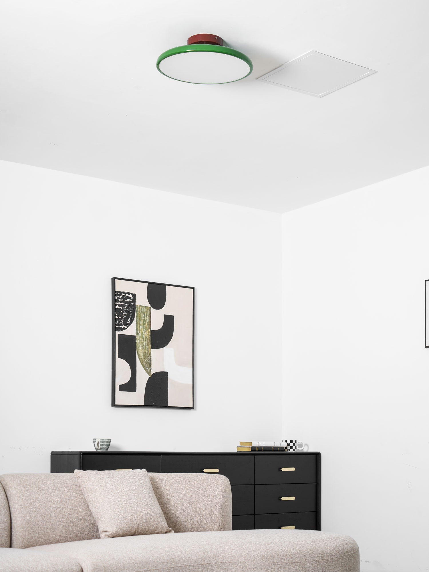 Ceiling Light LED Round Cream Disc Terracotta | Modern