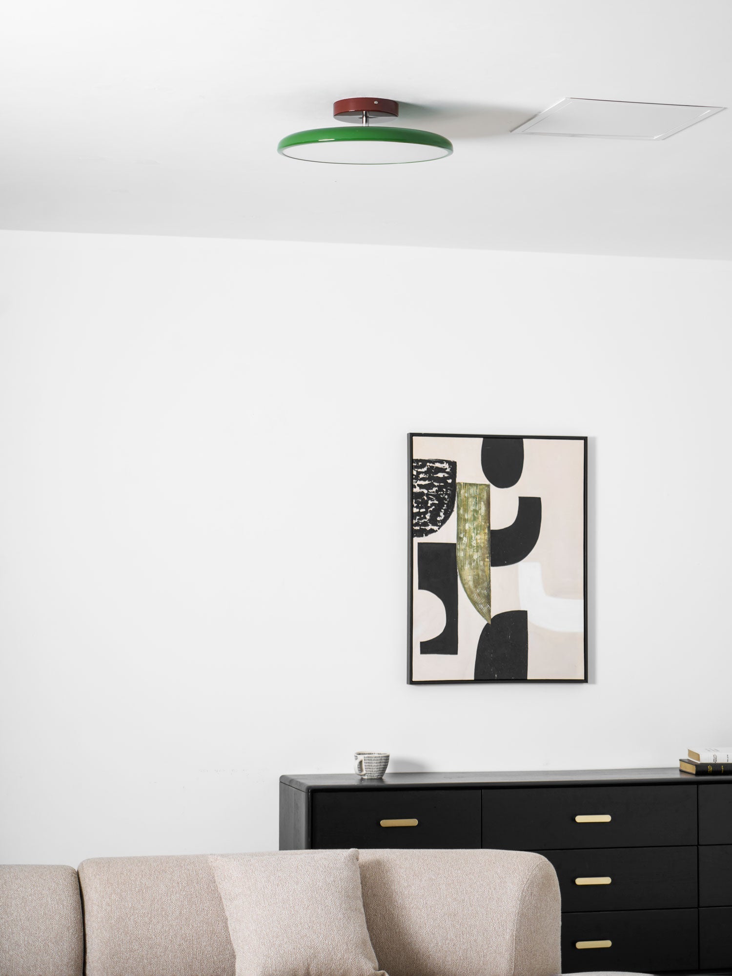 Ceiling Light LED Round Cream Disc Terracotta | Modern