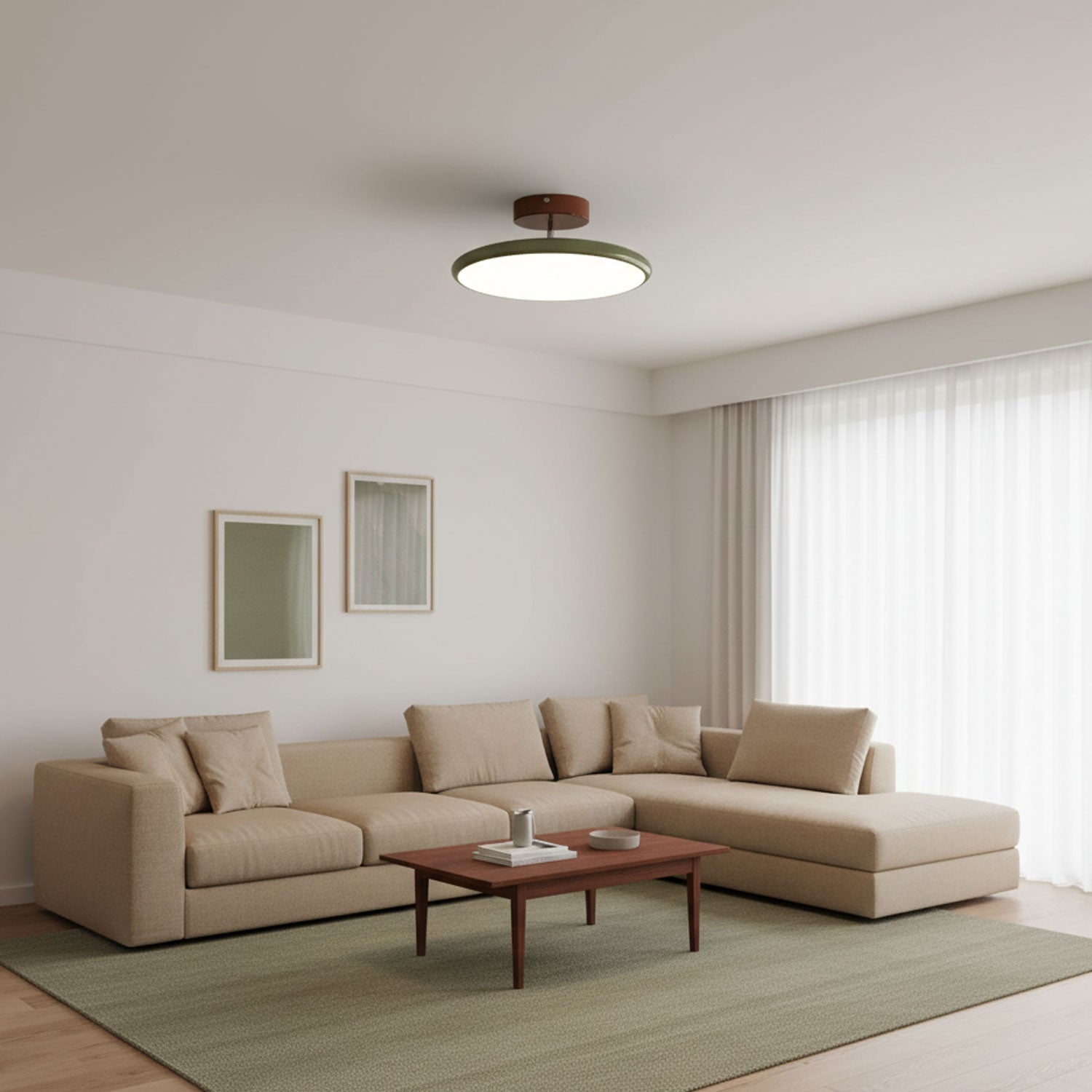 Ceiling Light LED Round Cream Disc Terracotta | Modern