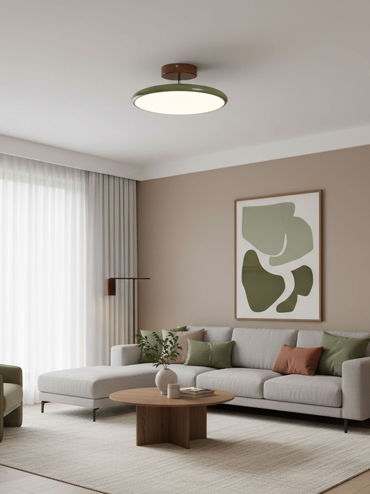 Ceiling Light LED Round Cream Disc Terracotta | Modern