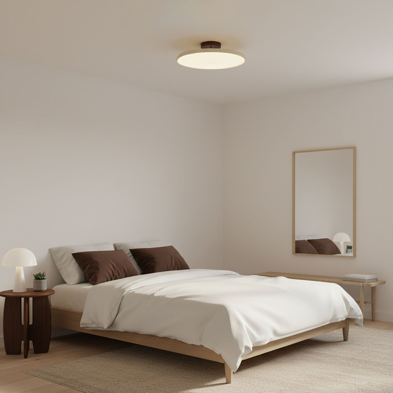 Ceiling Light LED Round Cream Disc Terracotta | Modern