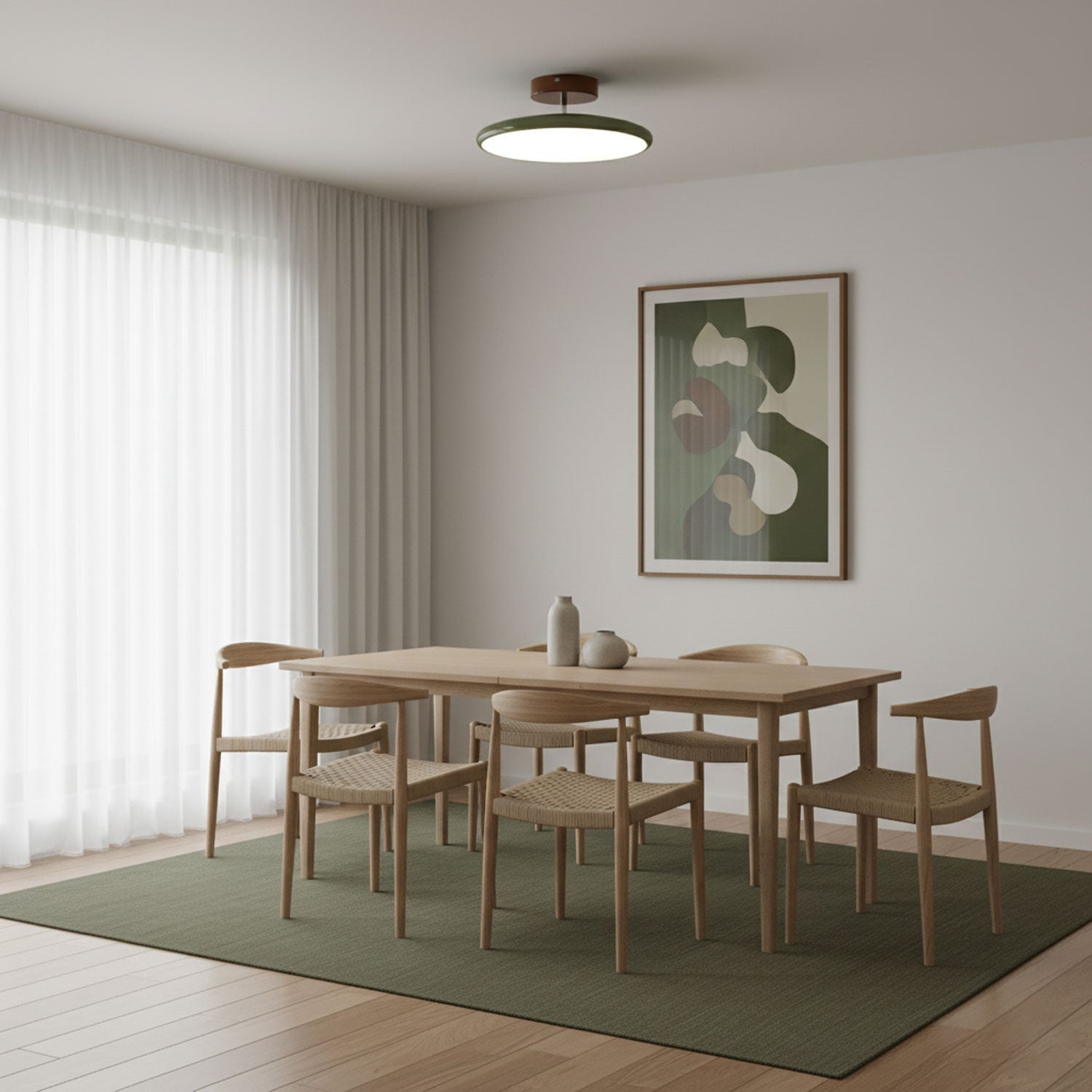 Ceiling Light LED Round Cream Disc Terracotta | Modern