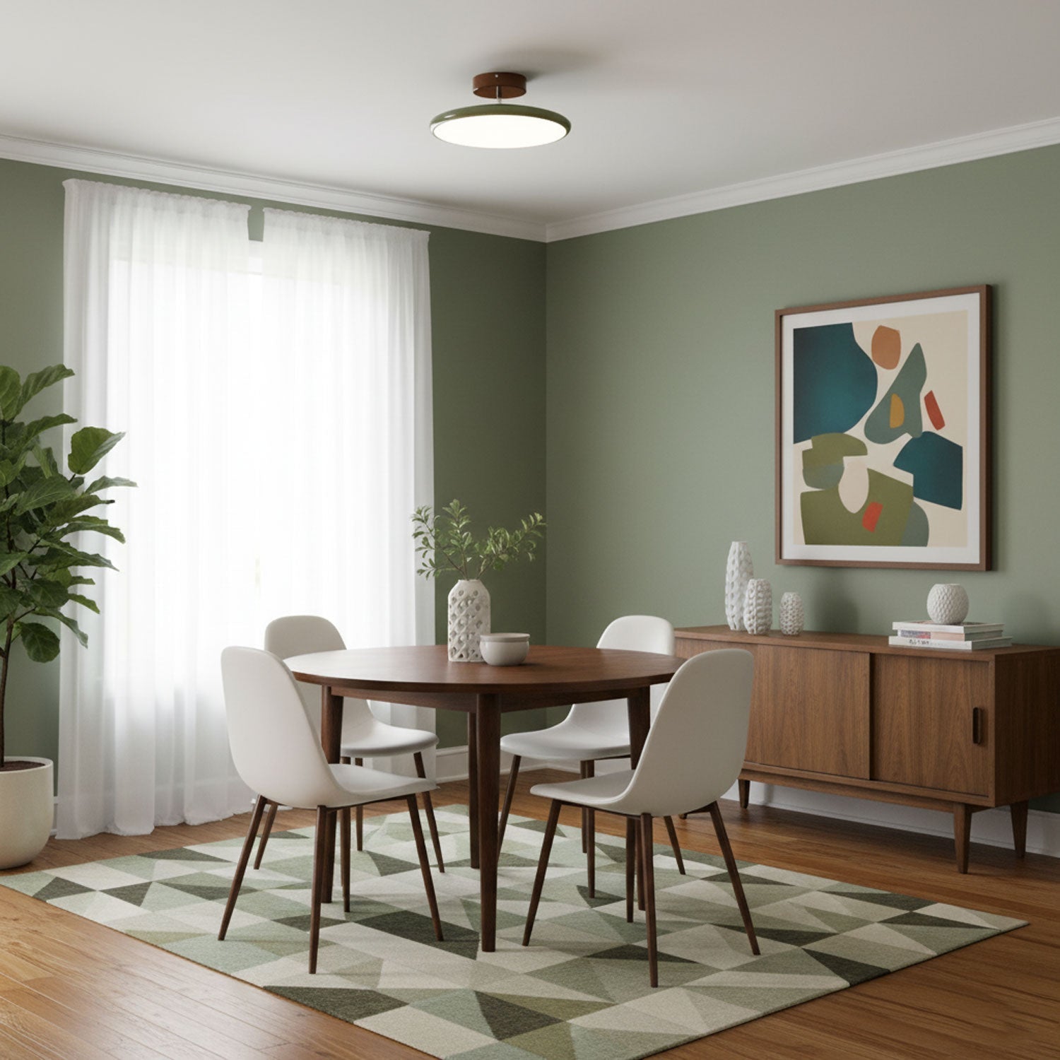 Ceiling Light LED Round Cream Disc Terracotta | Modern