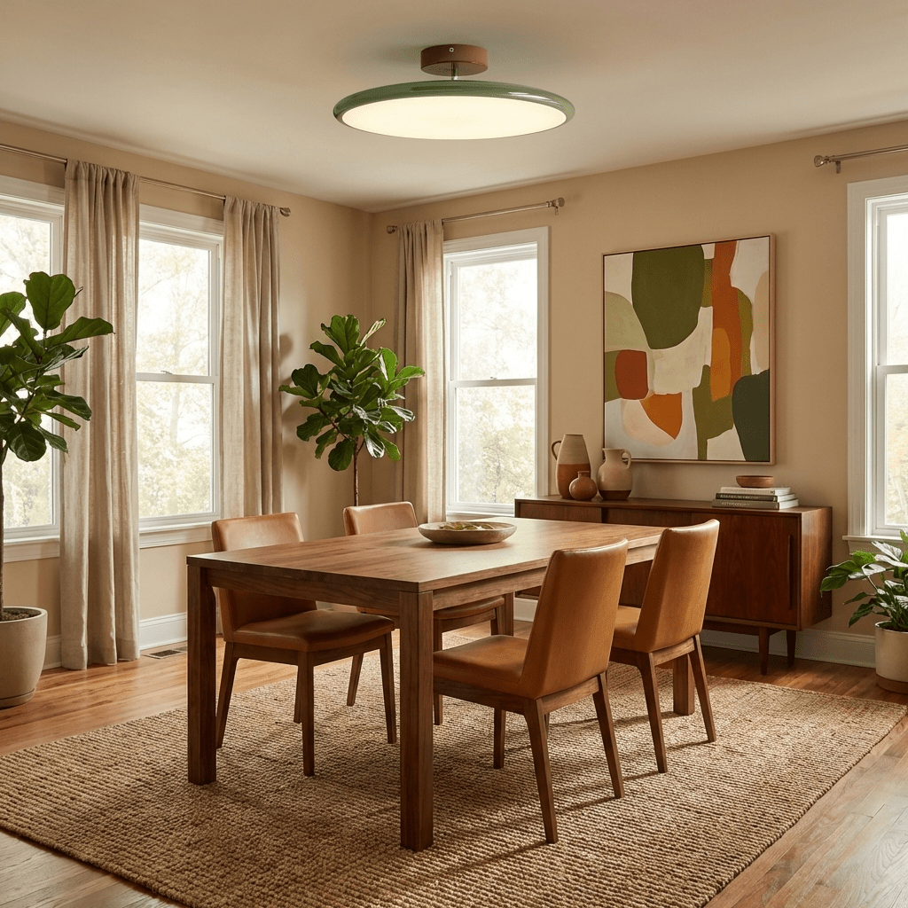Ceiling Light LED Round Cream Disc Terracotta | Modern