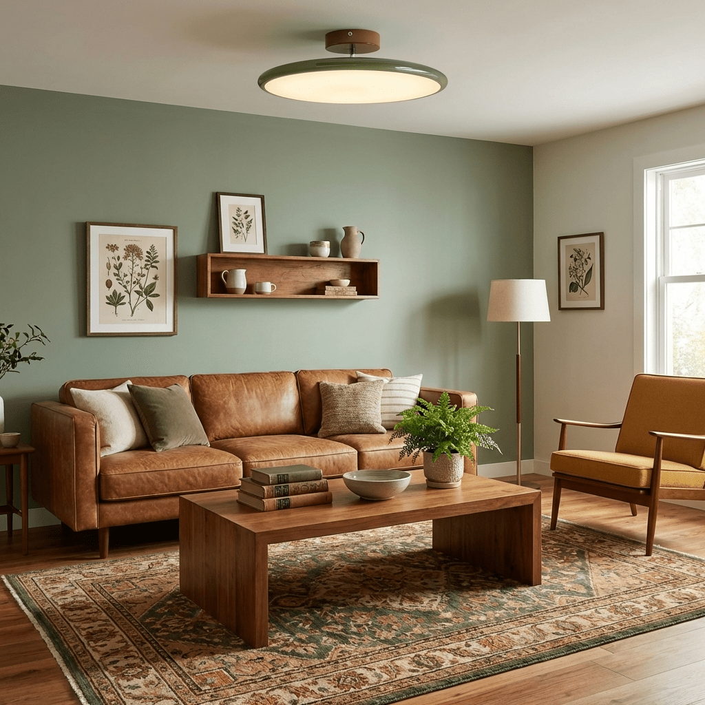 Ceiling Light LED Round Cream Disc Terracotta | Modern