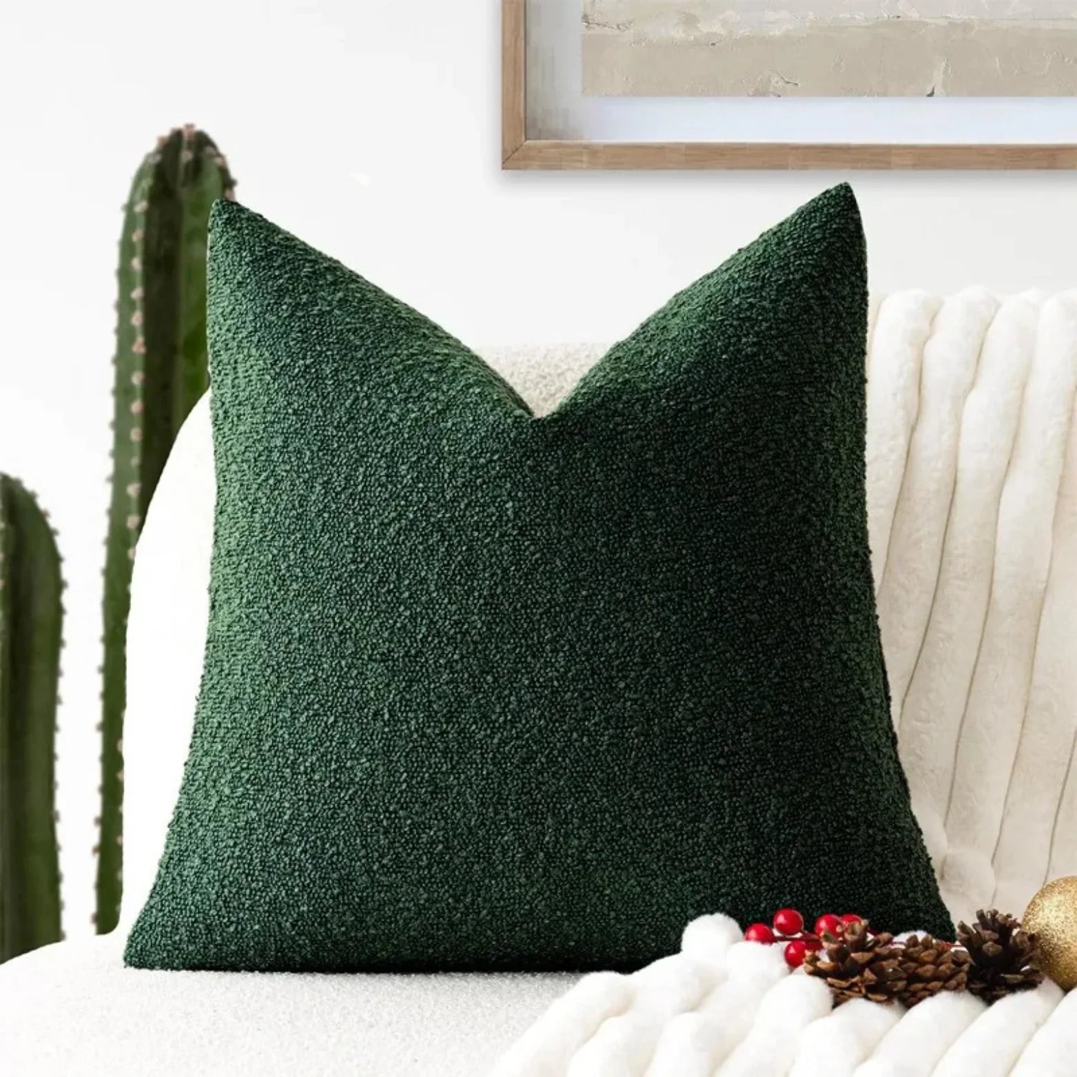 Boucle Fabric Decorative Cushion Cover | Modern Square