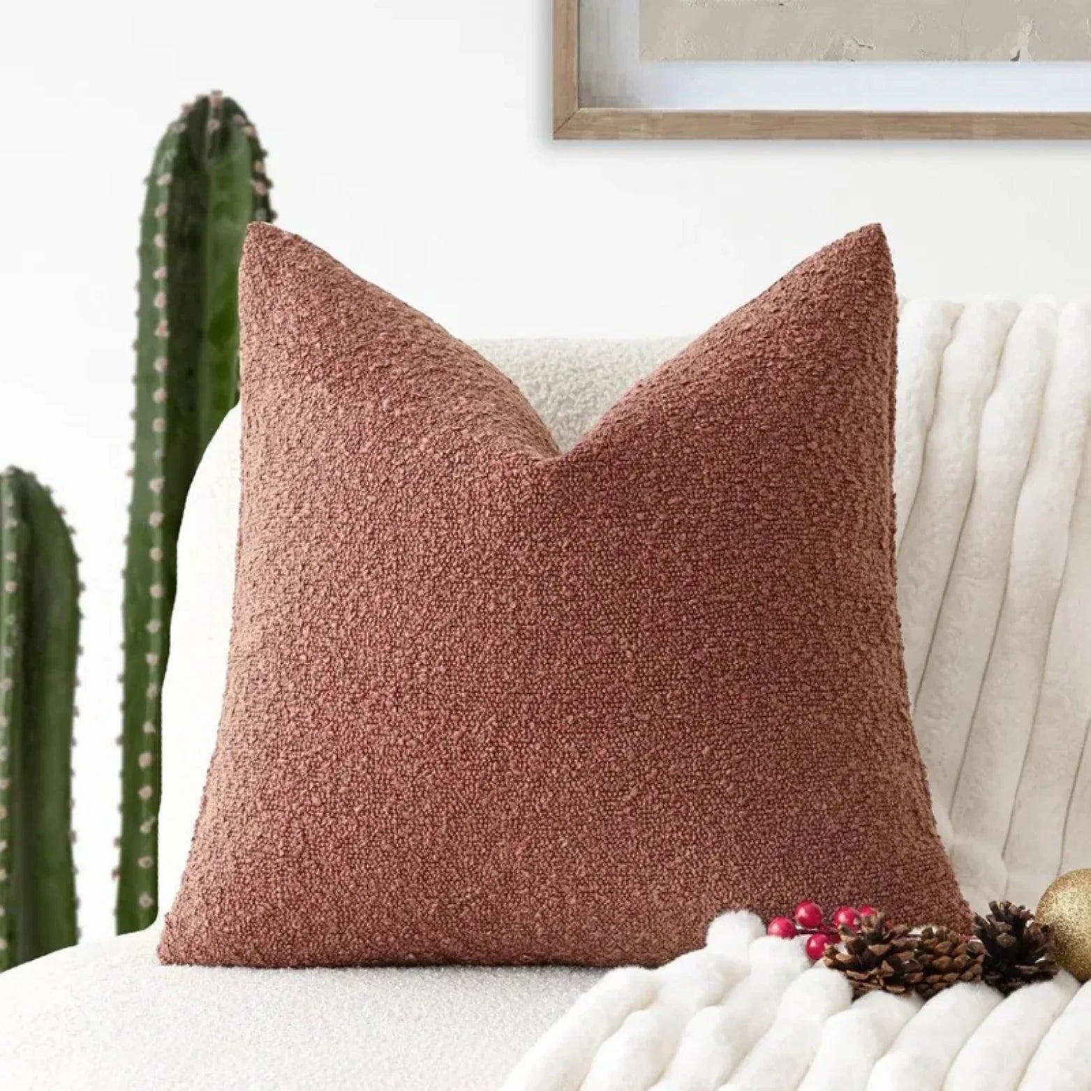 Boucle Fabric Decorative Cushion Cover | Modern Square