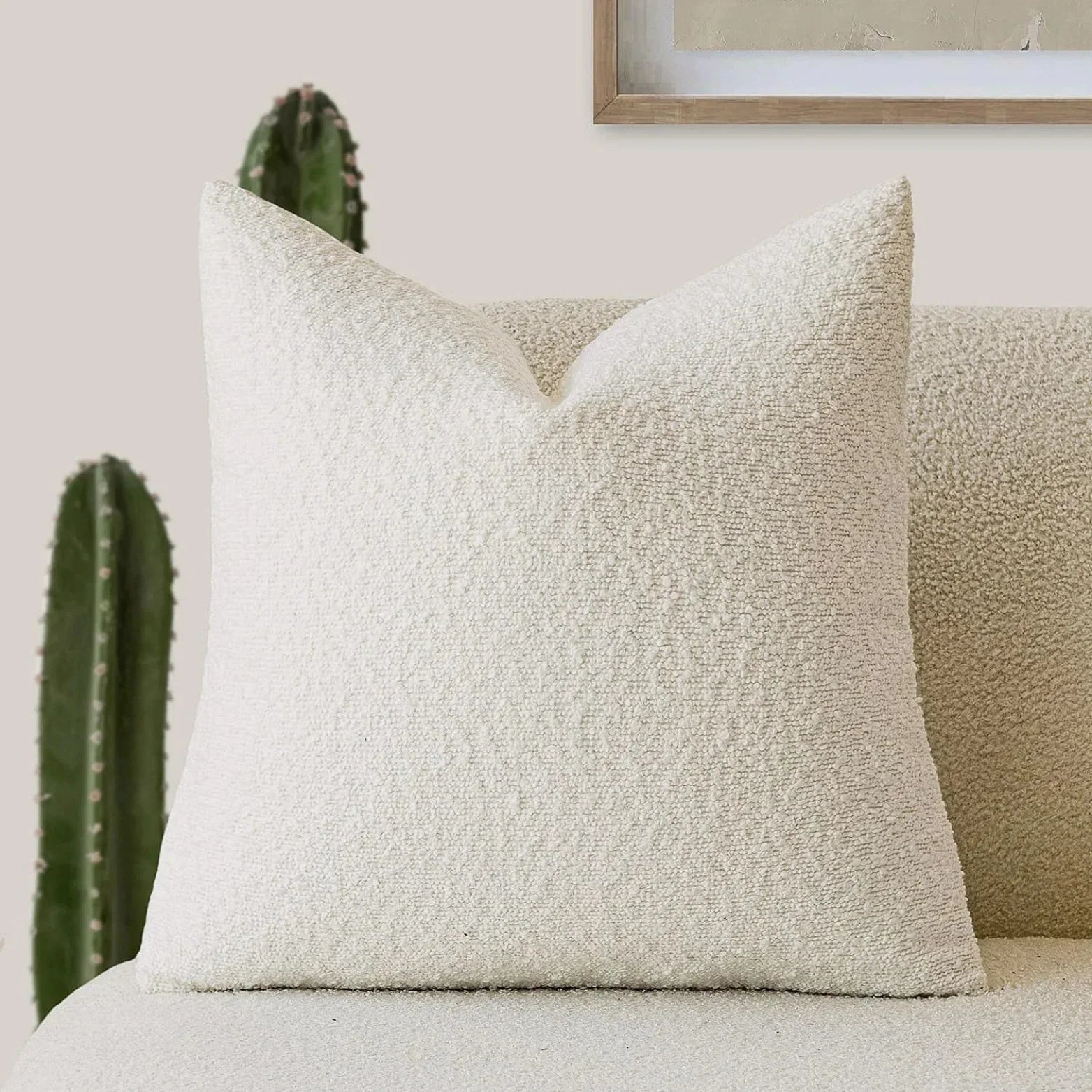 Boucle Fabric Decorative Cushion Cover | Modern Square