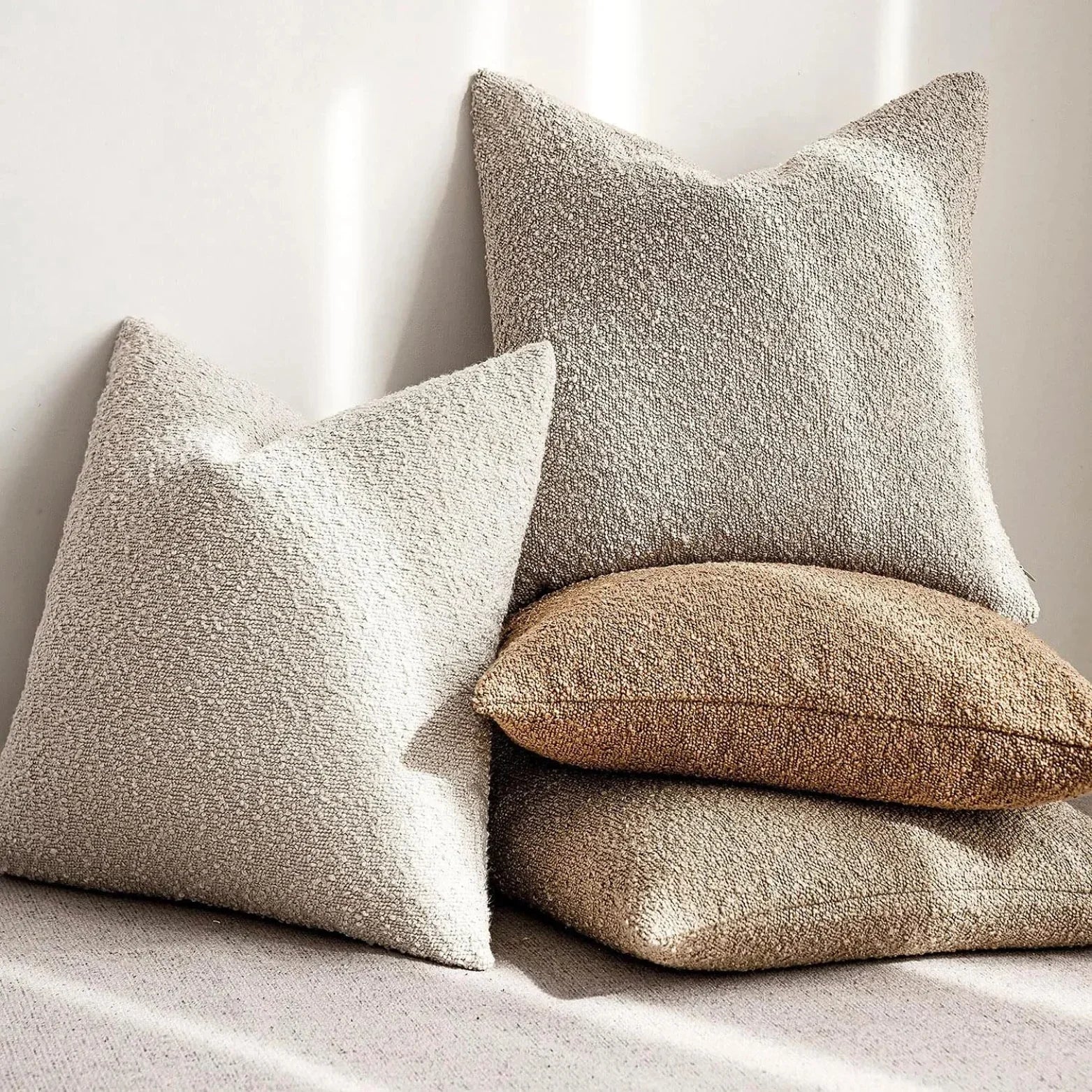 Boucle Fabric Decorative Cushion Cover | Modern Square