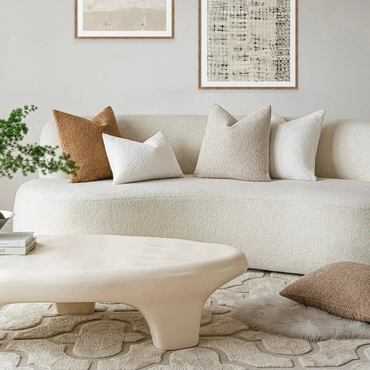 Boucle Fabric Decorative Cushion Cover | Modern Square