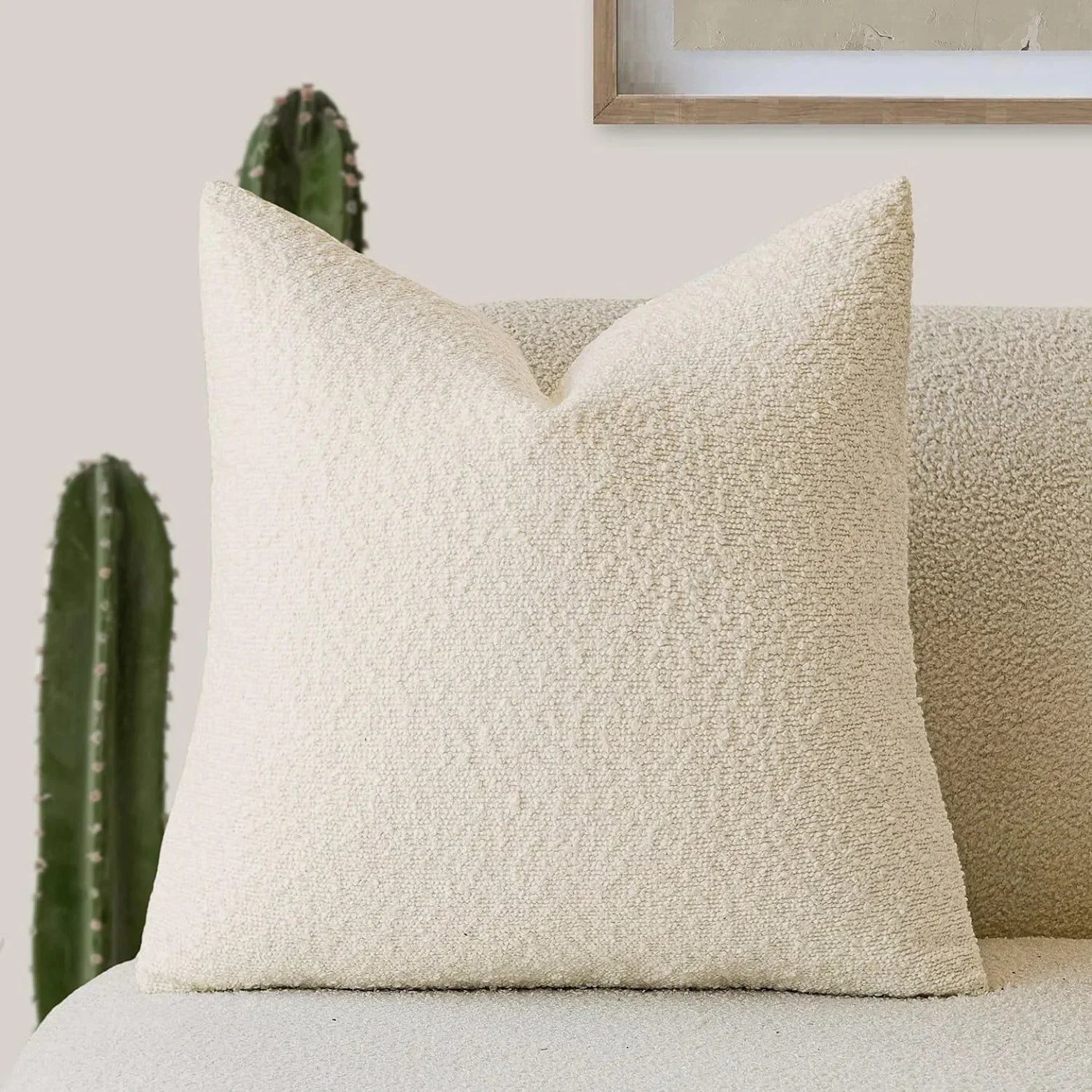 Boucle Fabric Decorative Cushion Cover | Modern Square
