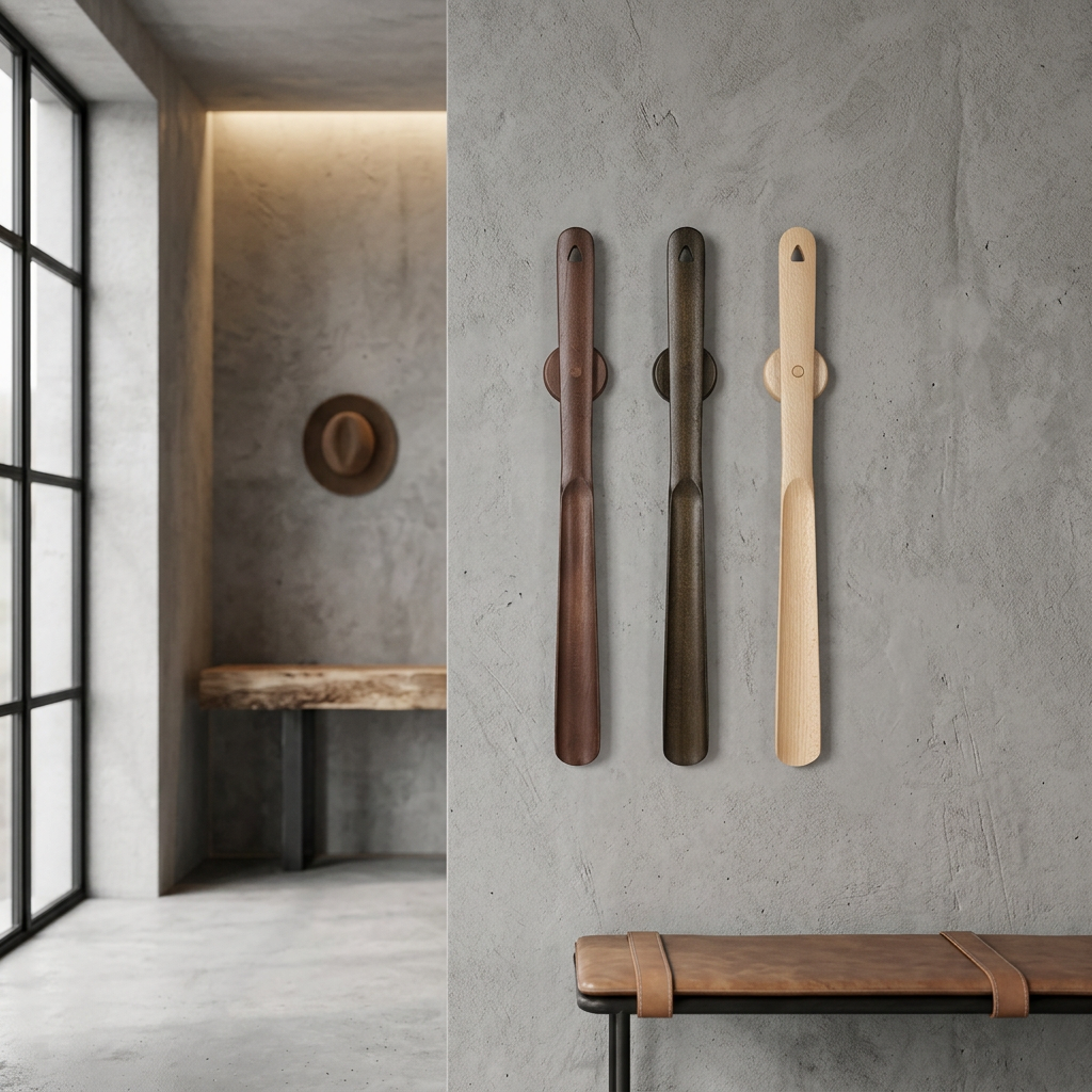 Ergonomic Walnut Magnetic Shoehorn | Wall Mount
