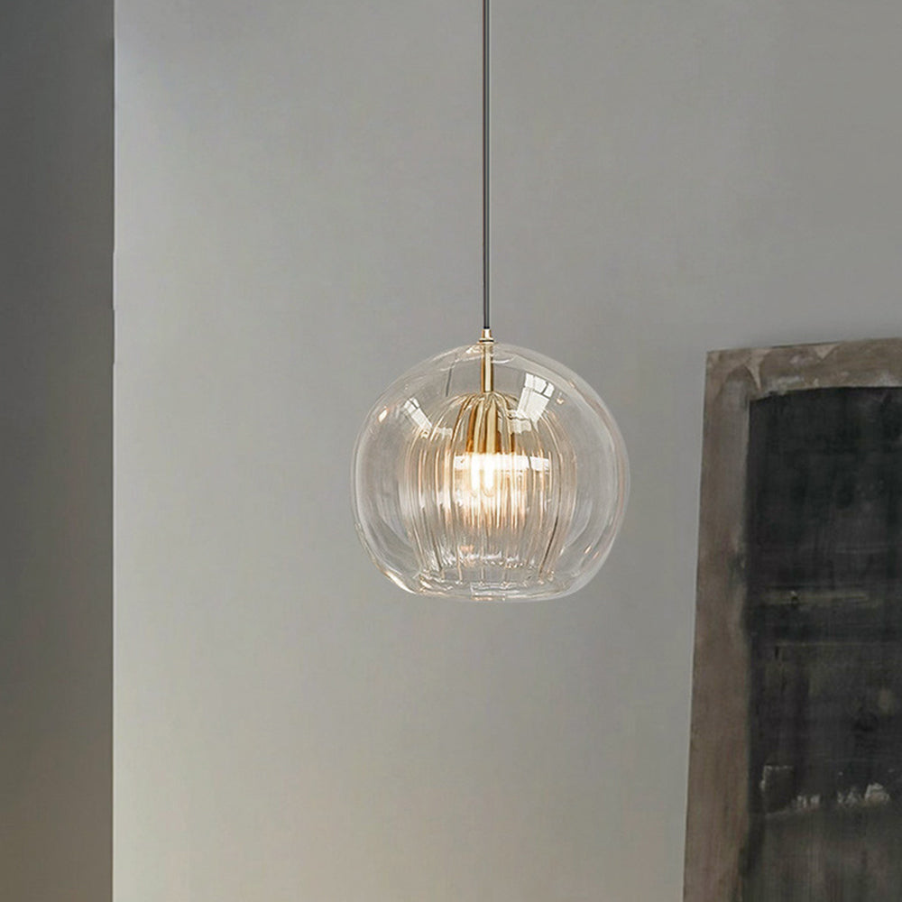 Glass Globe Pendant Light Clear & Amber | Kitchen Pendant Lighting