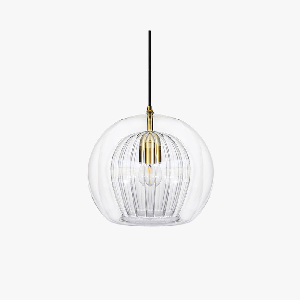 Glass Globe Pendant Light Clear & Amber | Kitchen Pendant Lighting