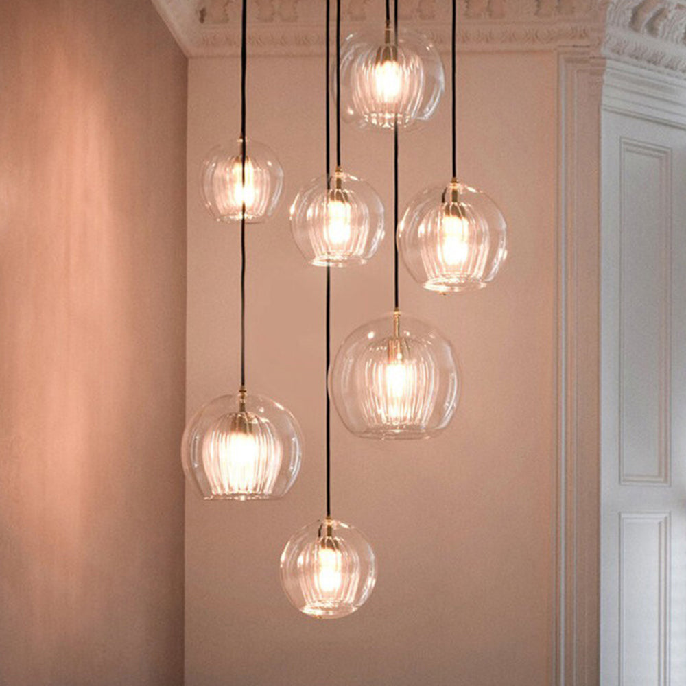 Glass Globe Pendant Light Clear & Amber | Kitchen Pendant Lighting