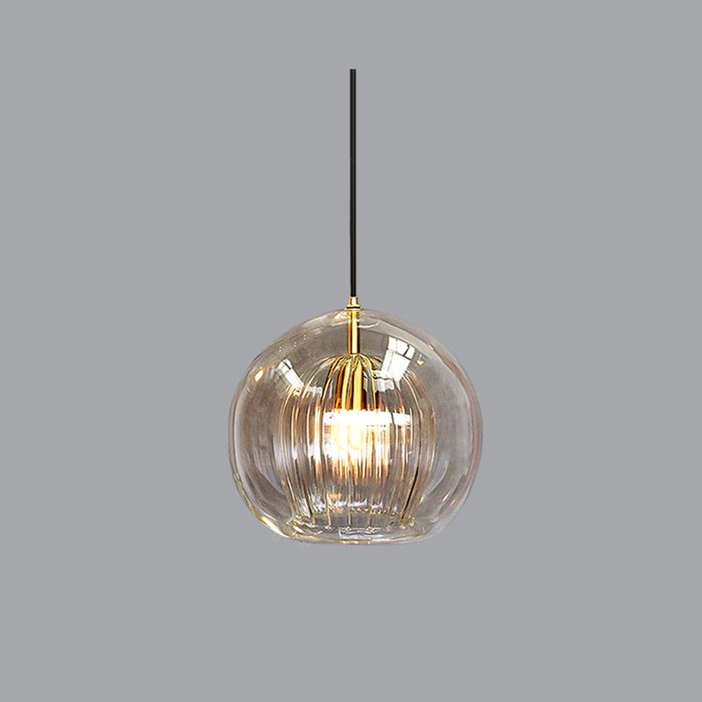 Glass Globe Pendant Light Clear & Amber | Kitchen Pendant Lighting