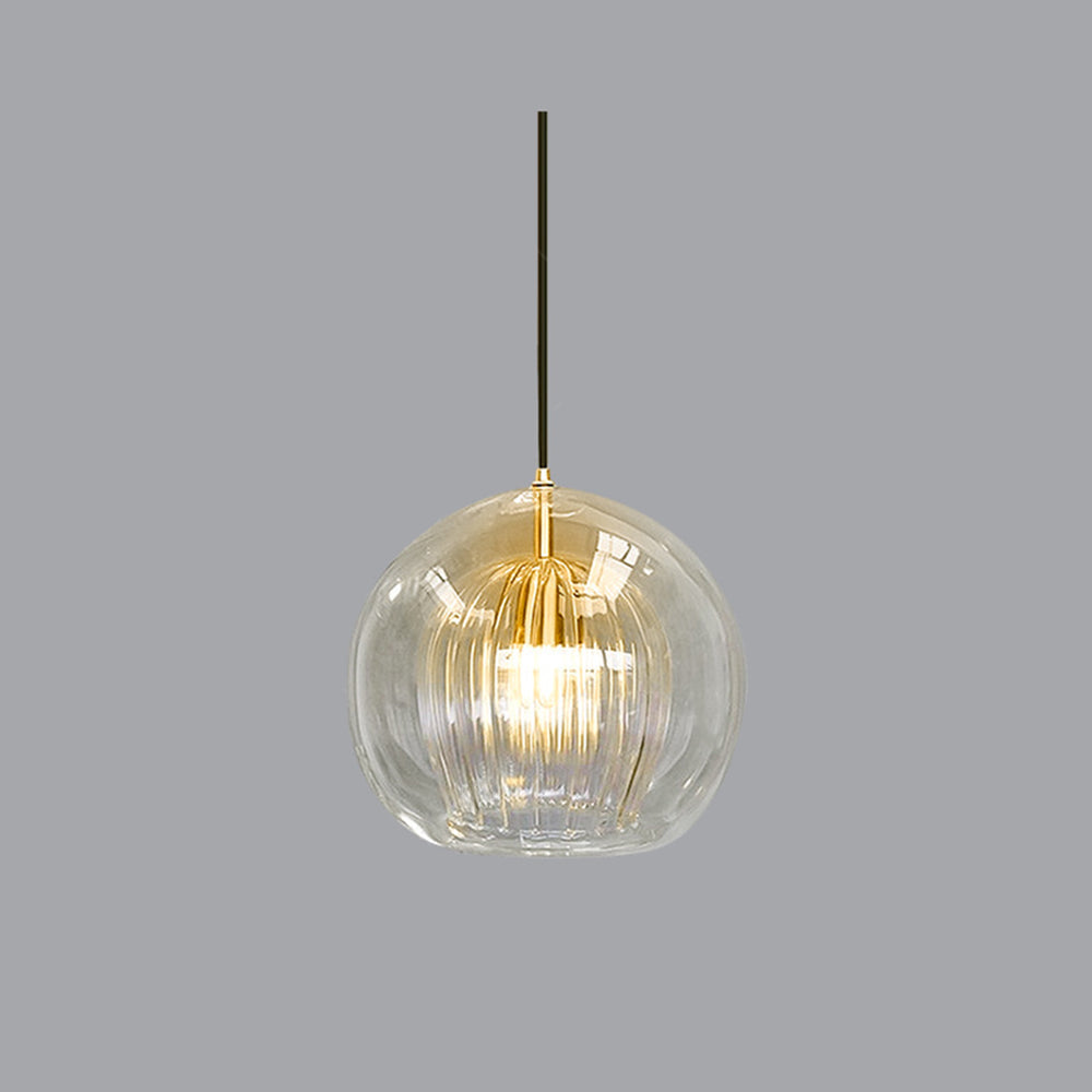 Glass Globe Pendant Light Clear & Amber | Kitchen Pendant Lighting