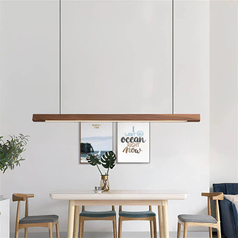Linear Wood Pendant Light LED | Kitchen Island Bar