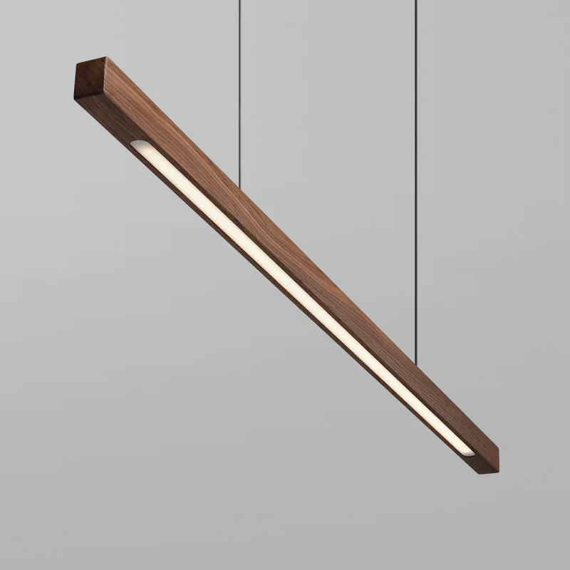 Linear Wood Pendant Light LED | Kitchen Island Bar