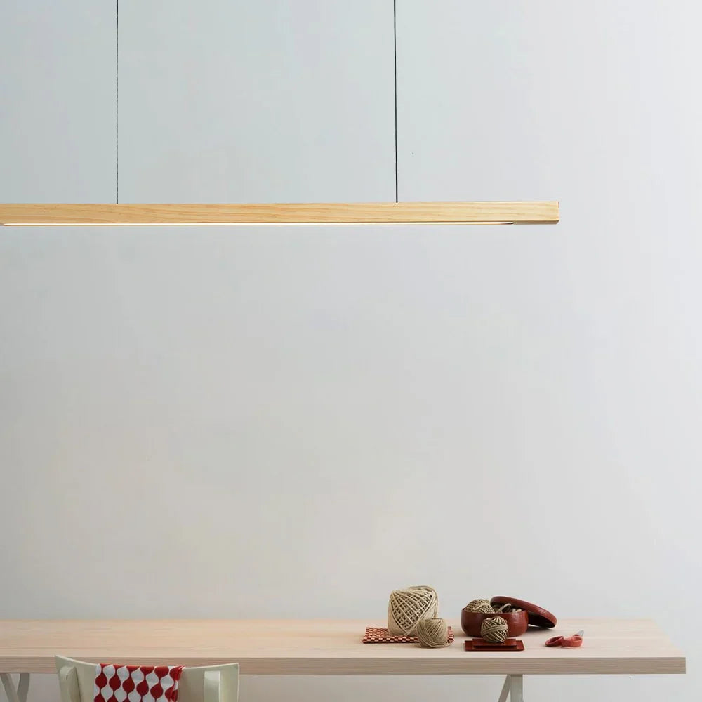 Linear Wood Pendant Light LED | Kitchen Island Bar