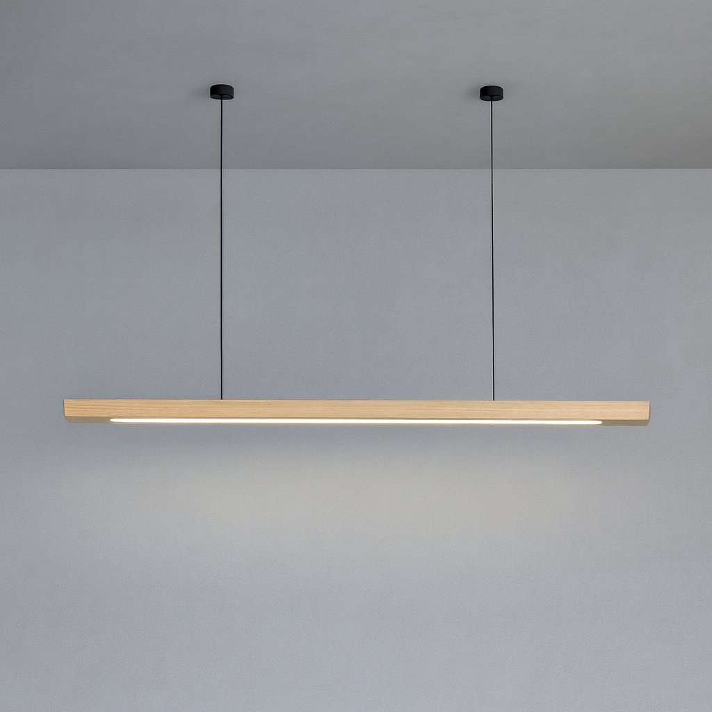 Linear Wood Pendant Light LED | Kitchen Island Bar