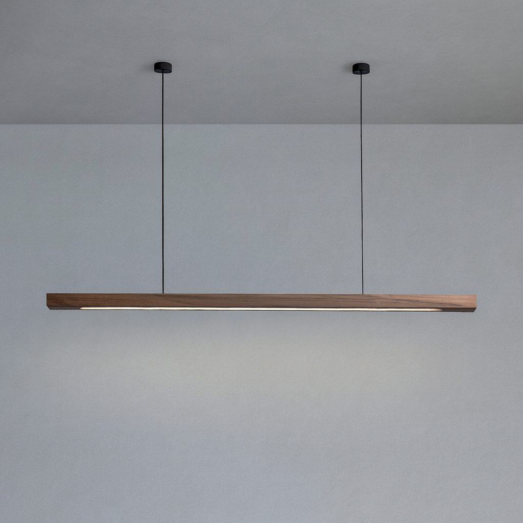 Linear Wood Pendant Light LED | Kitchen Island Bar
