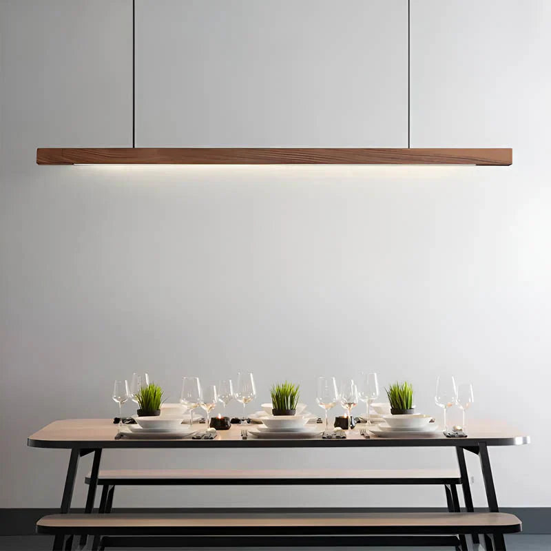 Linear Wood Pendant Light LED | Kitchen Island Bar