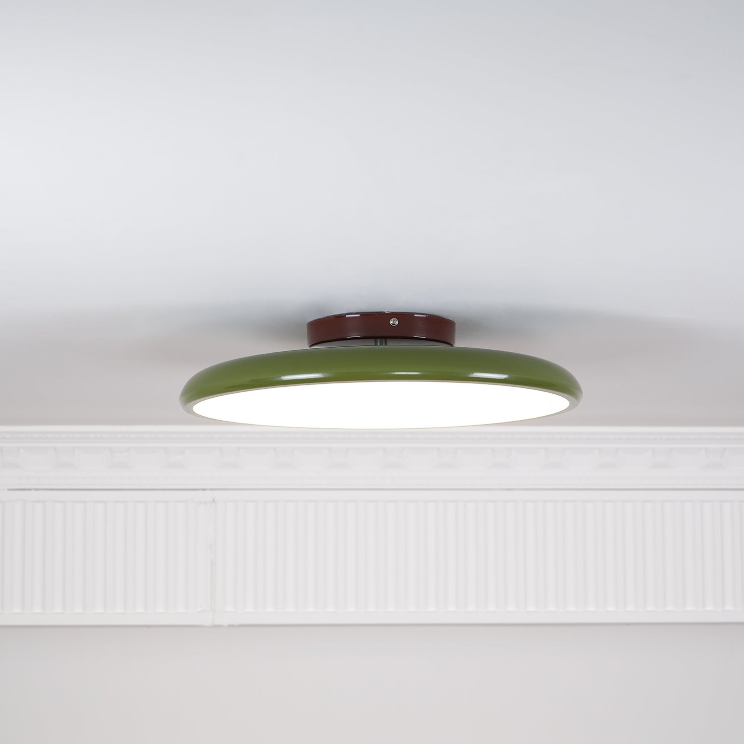 Ceiling Light LED Round Cream Disc Terracotta | Modern