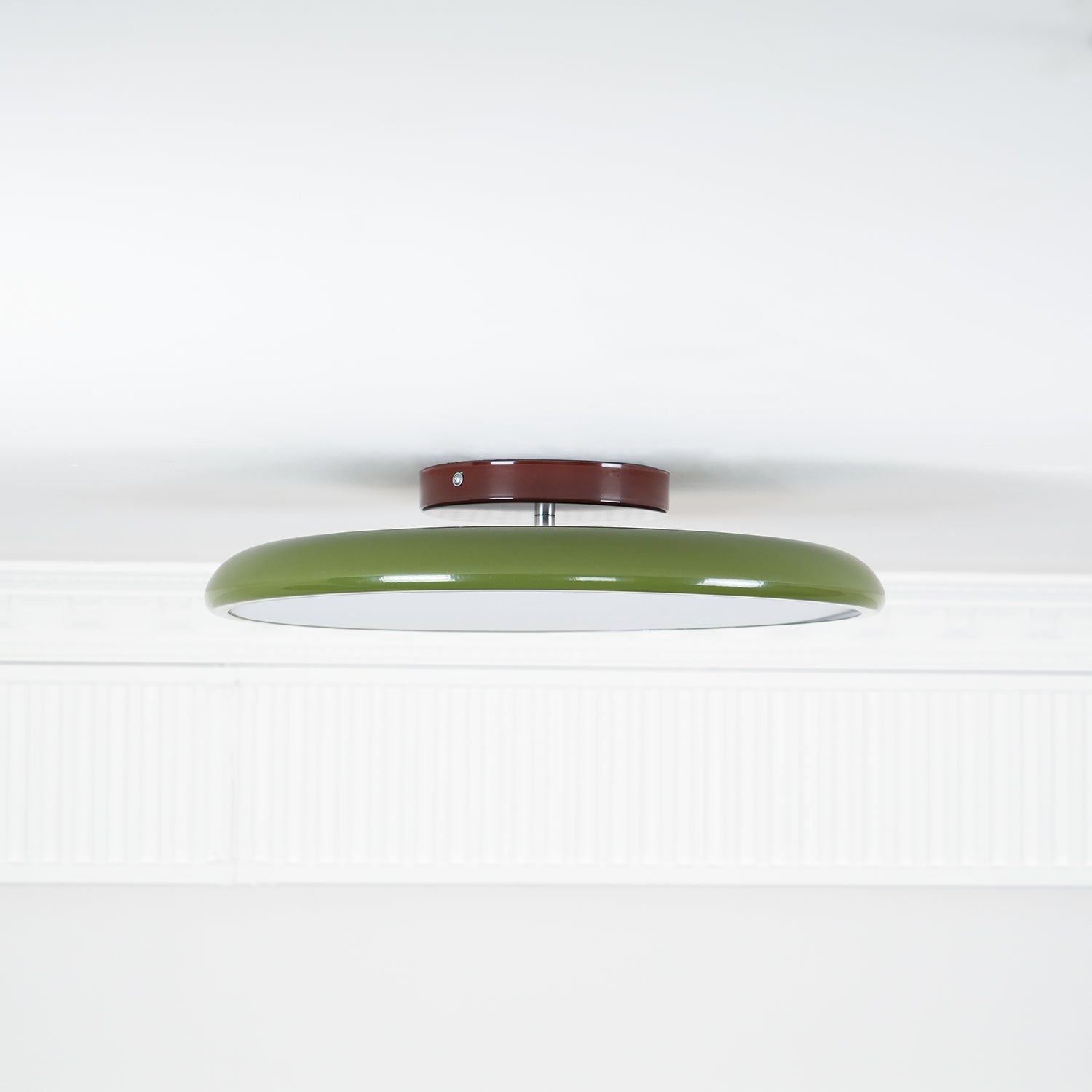 Ceiling Light LED Round Cream Disc Terracotta | Modern