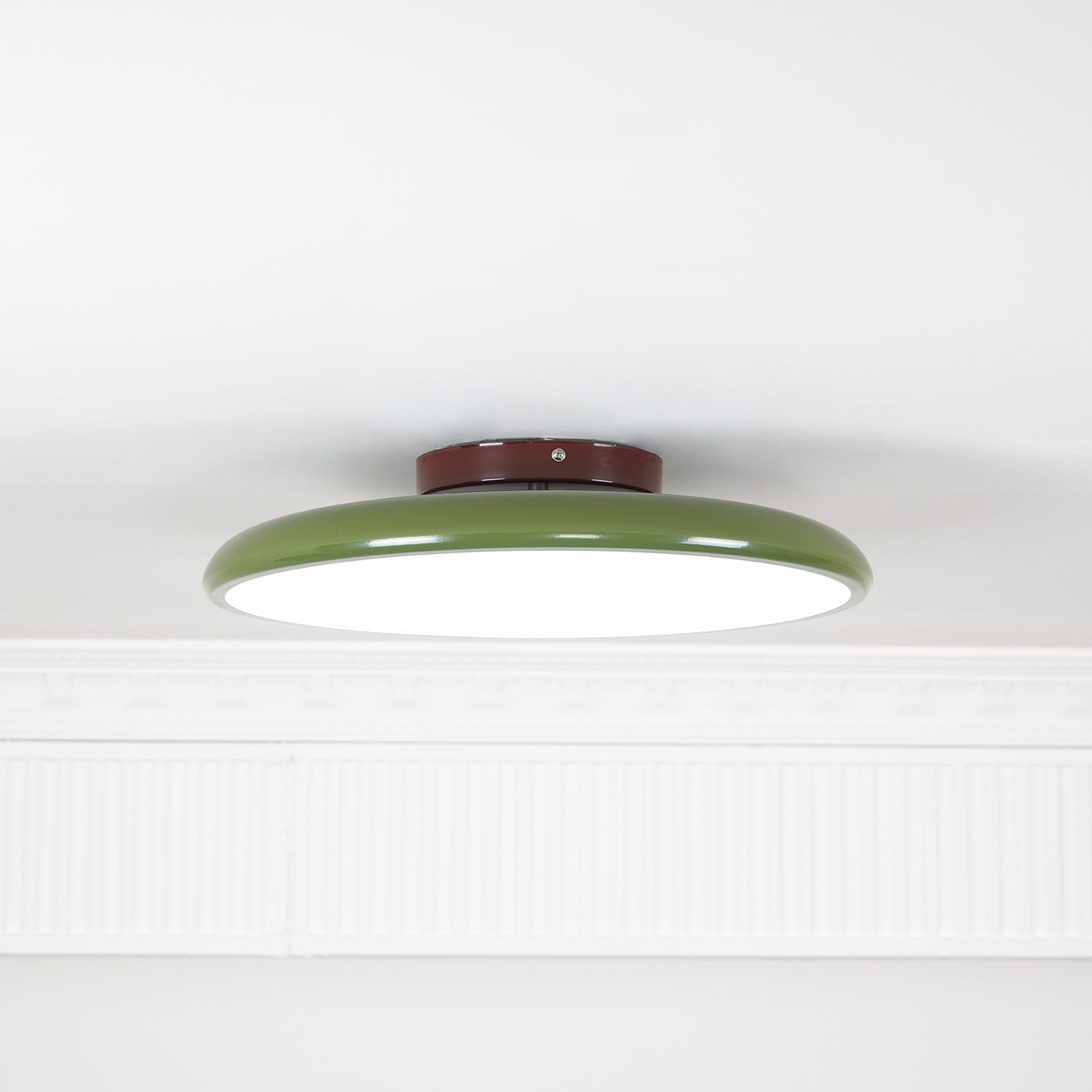 Ceiling Light LED Round Cream Disc Terracotta | Modern