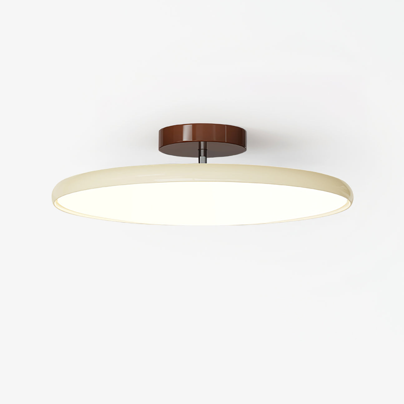 Ceiling Light LED Round Cream Disc Terracotta | Modern