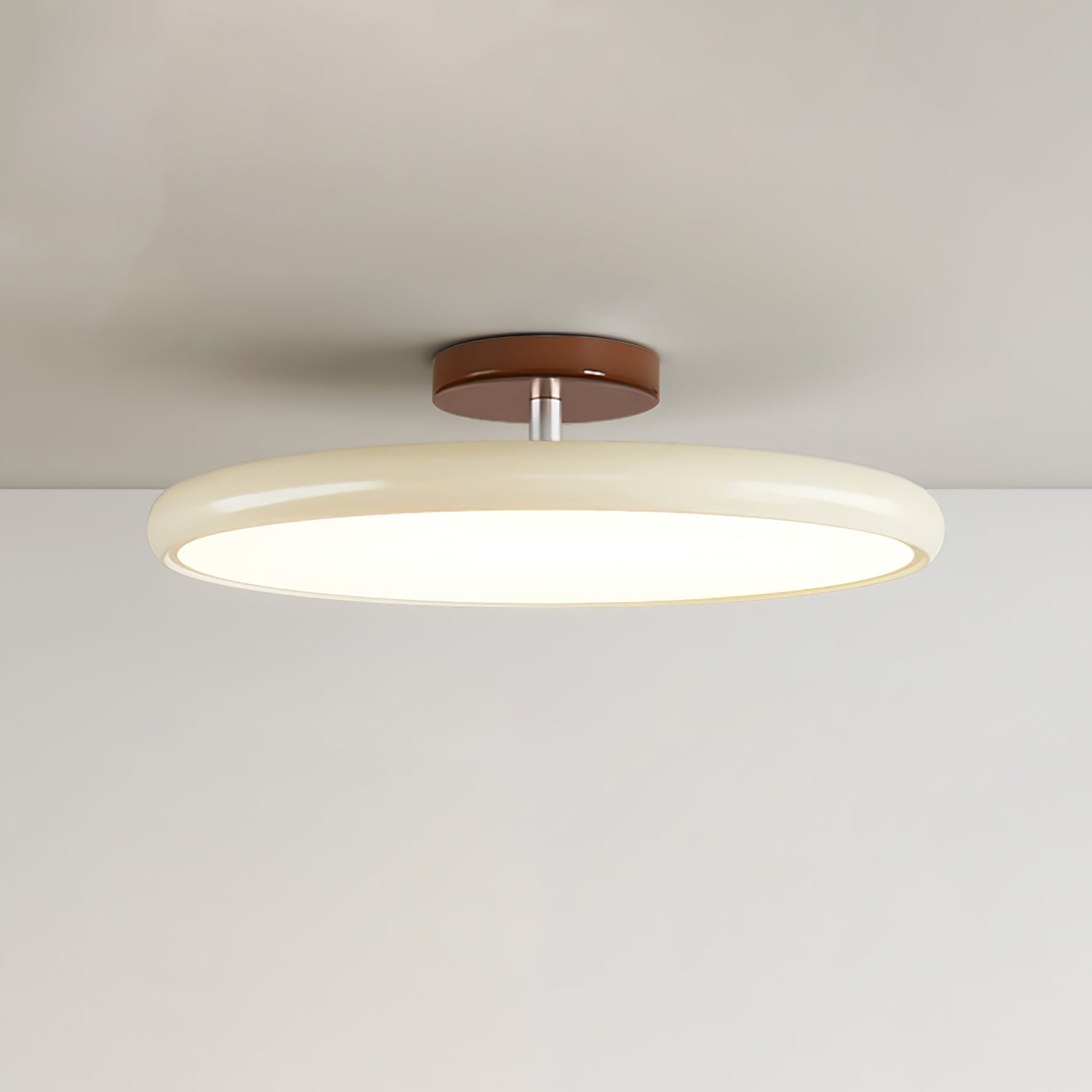 Ceiling Light LED Round Cream Disc Terracotta | Modern