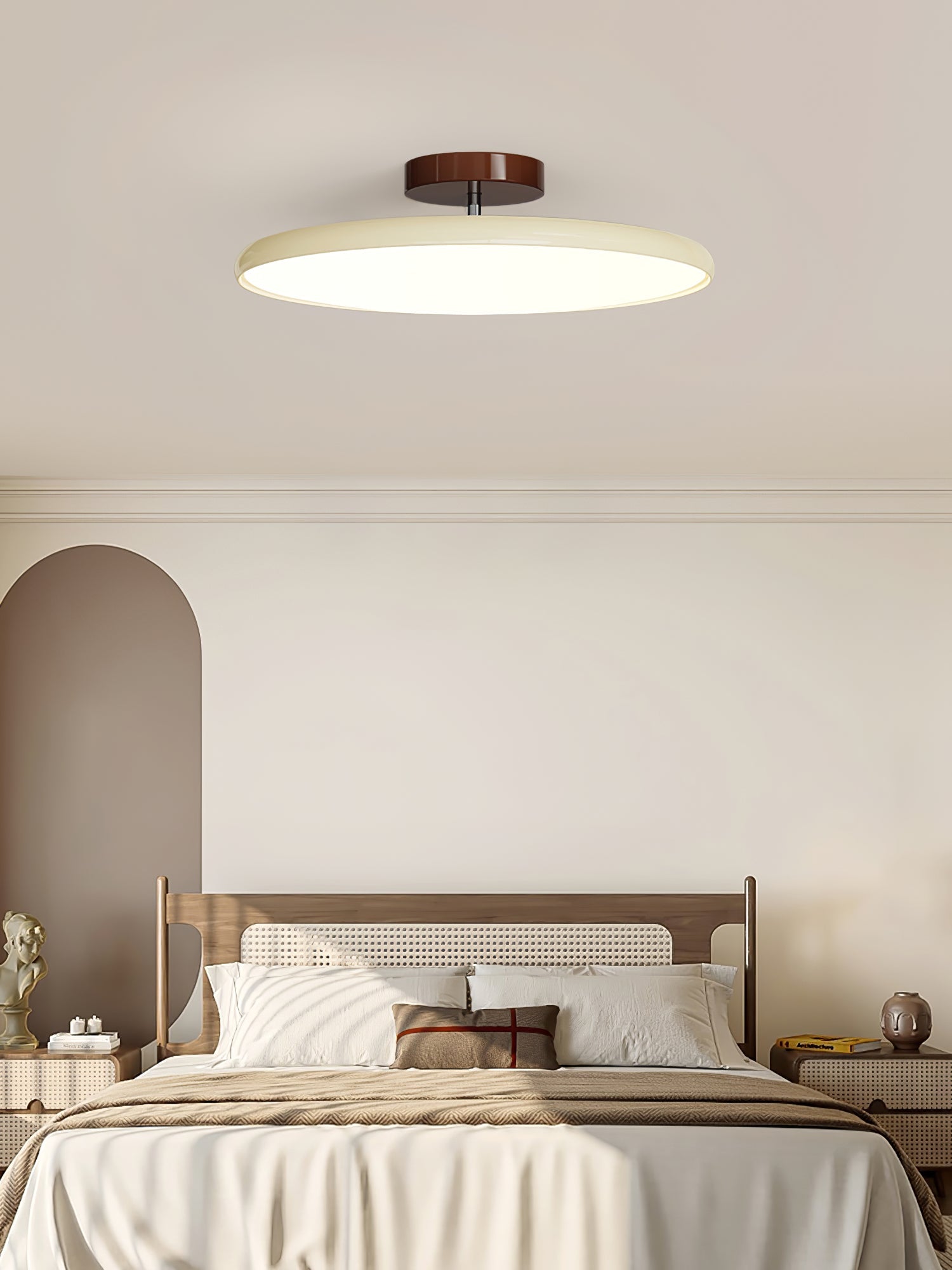 Ceiling Light LED Round Cream Disc Terracotta | Modern