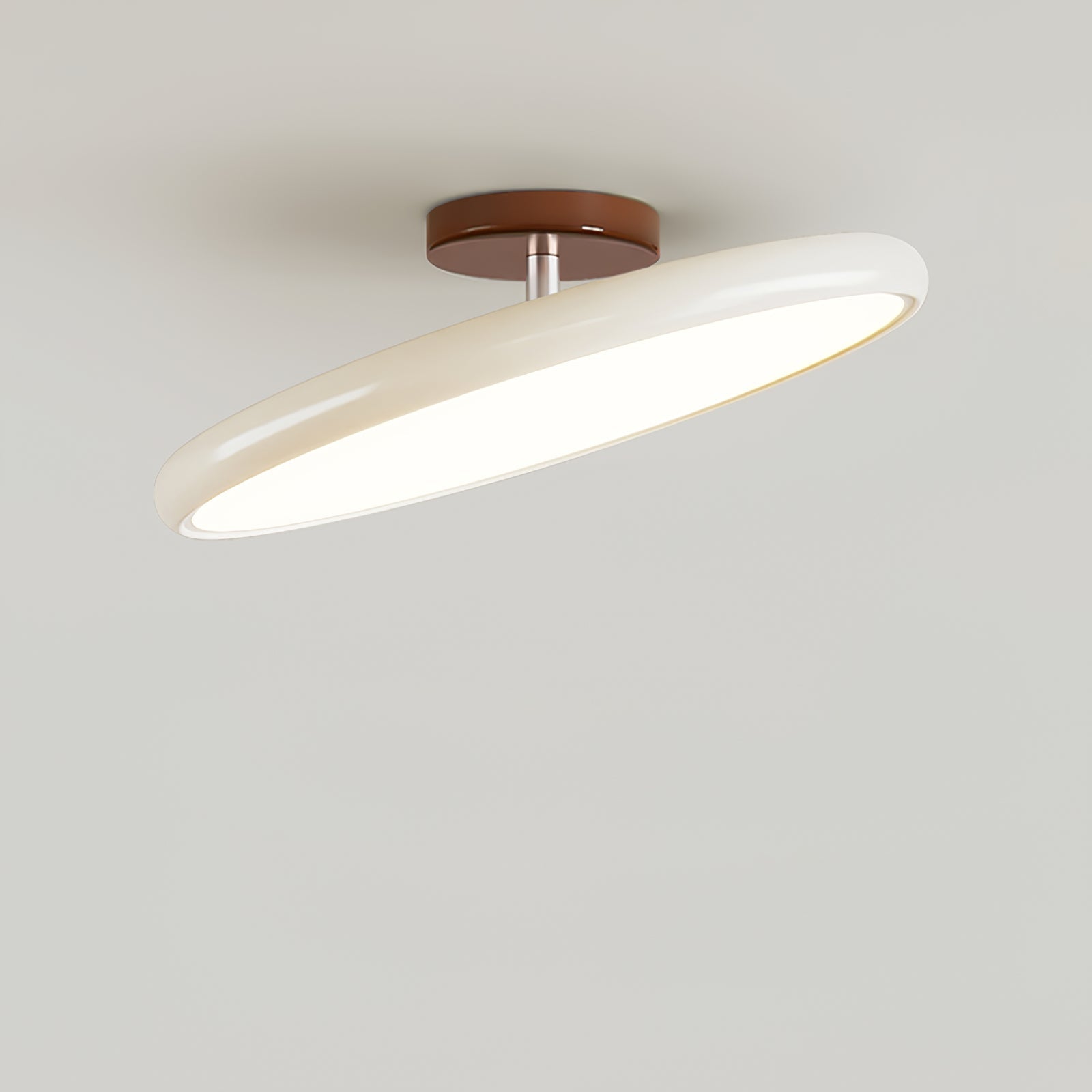Ceiling Light LED Round Cream Disc Terracotta | Modern