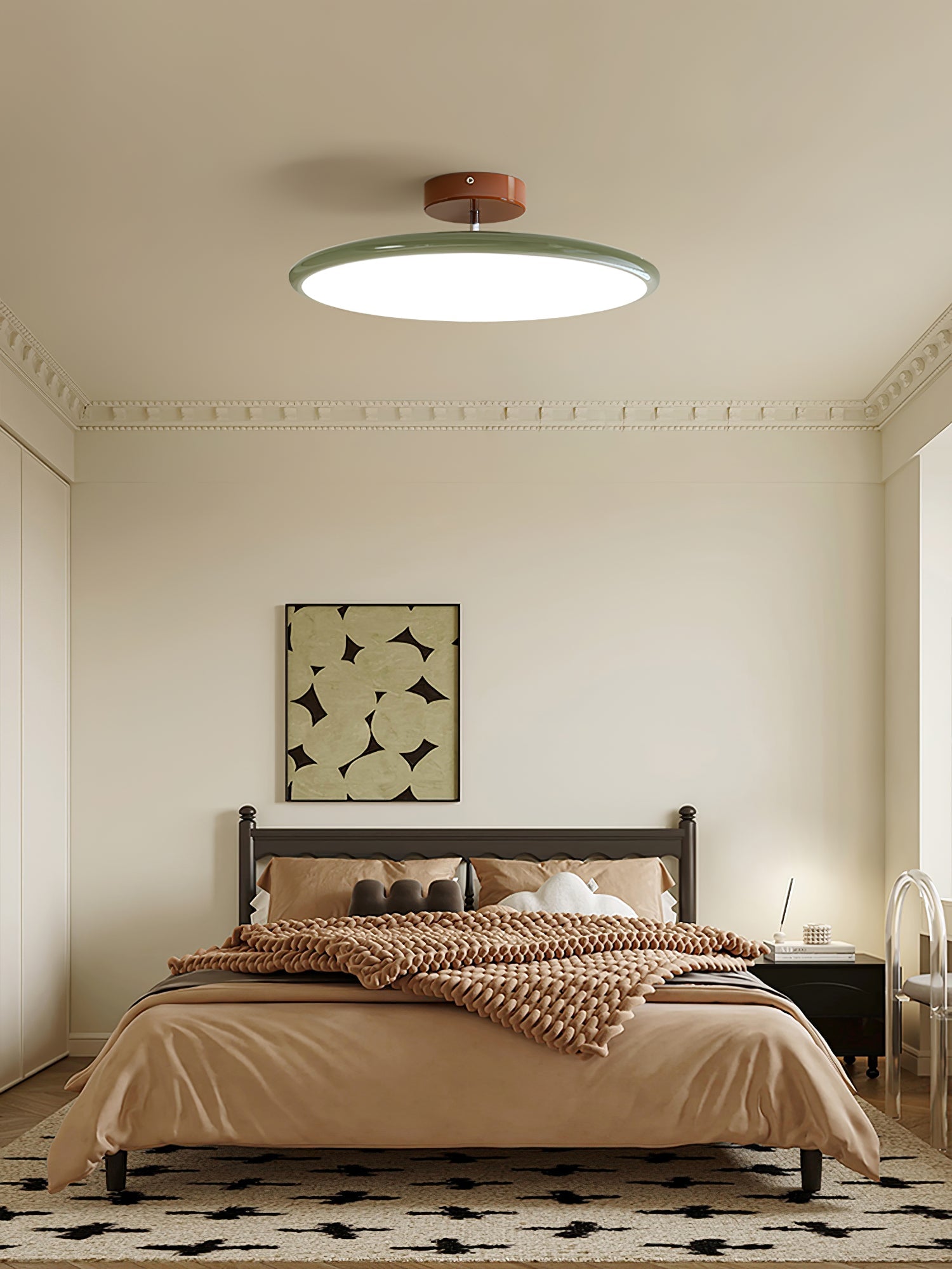 Ceiling Light LED Round Cream Disc Terracotta | Modern