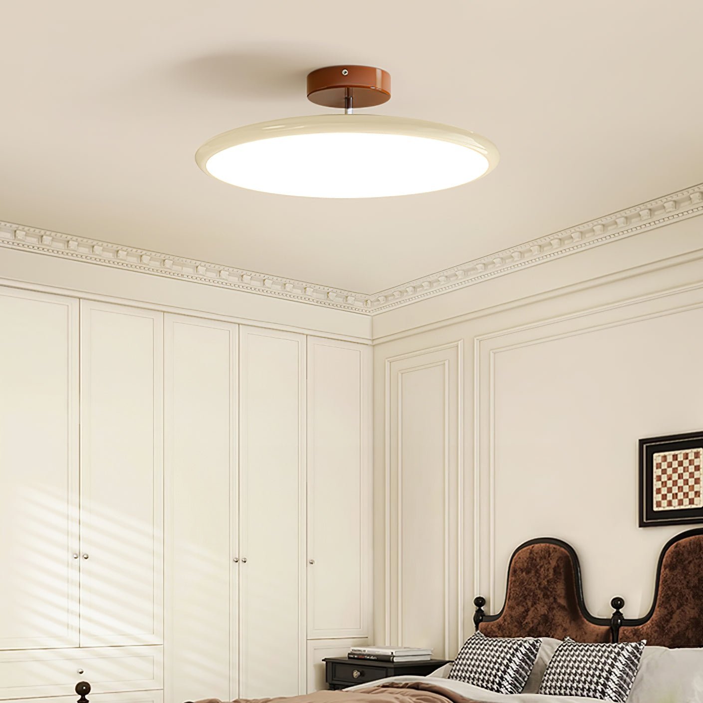 Ceiling Light LED Round Cream Disc Terracotta | Modern