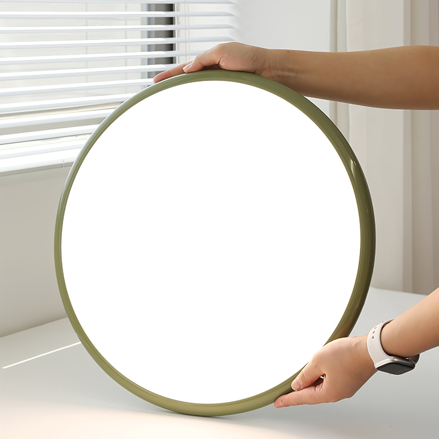Ceiling Light LED Round Cream Disc Terracotta | Modern