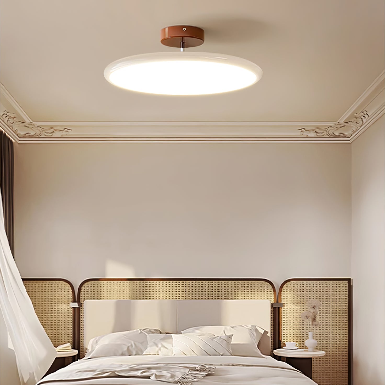 Ceiling Light LED Round Cream Disc Terracotta | Modern